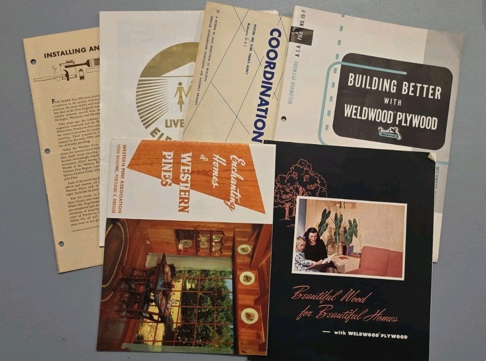 Lot of 6 Vintage 1950s Architecture Catalog Ephemera Weldwood Plywood Western... Lot of 6 Vintage 1950s Architecture Catalog Ephemera Weldwood Plywood Western...