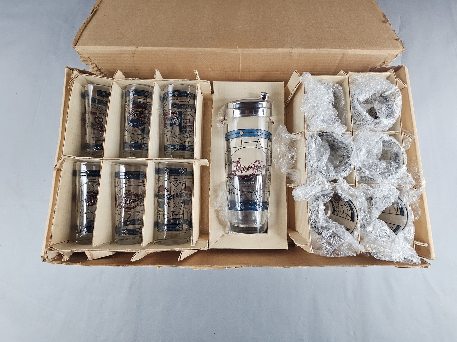 Vintage 1973 Pepsi-Cola 75th Anniversary Commemorative Glass Set Original Box Vintage 1973 Pepsi-Cola 75th Anniversary Commemorative Glass Set Original Box