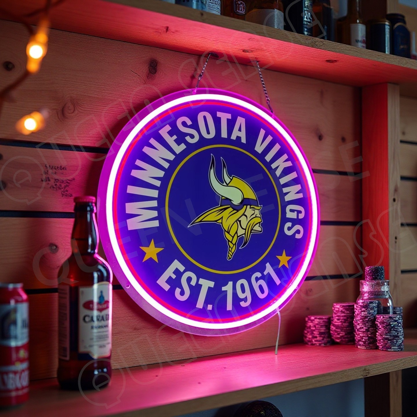 16"x16" Minnesota Vikings EST 1961 LED Neon Sign With Dimmer USB Powered VL 16"x16" Minnesota Vikings EST 1961 LED Neon Sign With Dimmer USB Powered VL