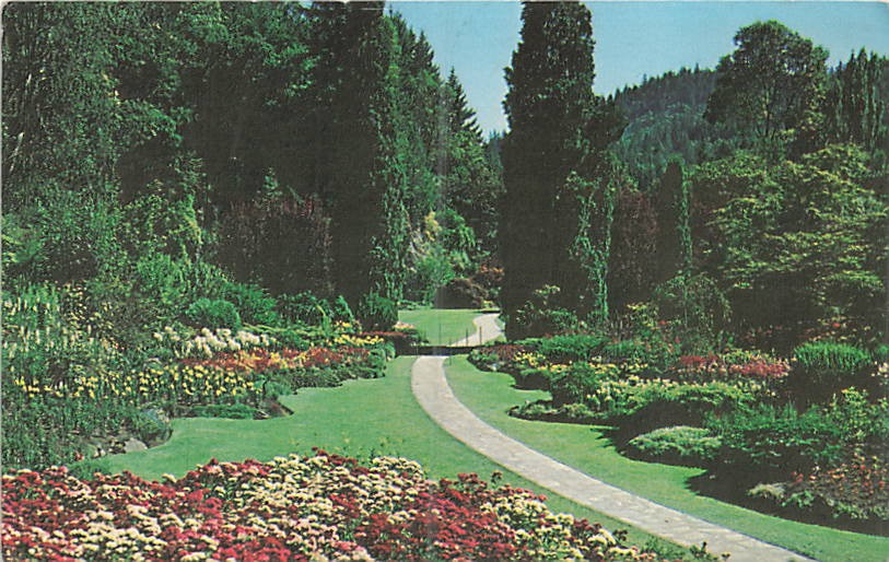 Postcard Canada: Butchart Gardens Sunken Garden, Victoria, BC Posted 1969
