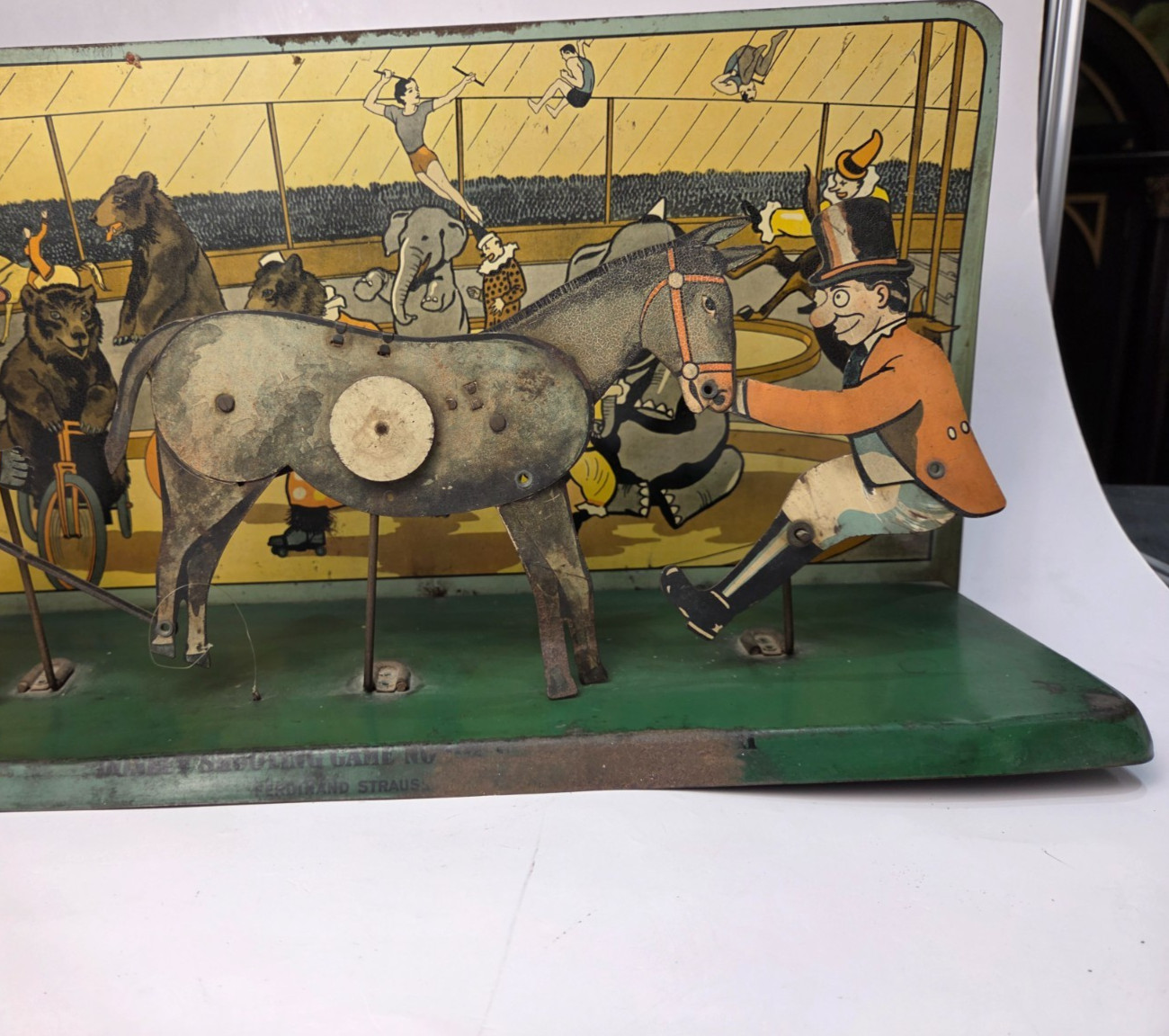 RARE Ferdinand Strauss Toys American Made Tin litho Donkey Shooting Game 1920’s RARE Ferdinand Strauss Toys American Made Tin litho Donkey Shooting Game 1920’s