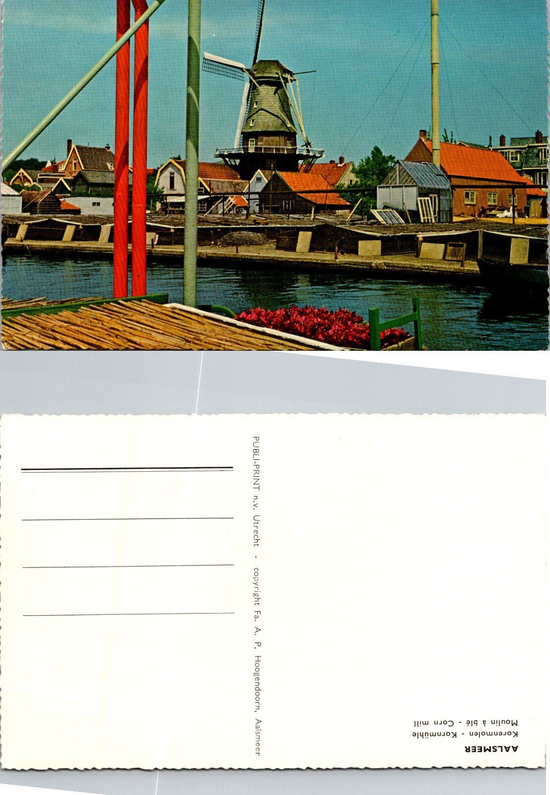 Aalsmeer Holland Windmill Postcard Publiprint Unposted Deckle Edge Vintage Aalsmeer Holland Windmill Postcard Publiprint Unposted Deckle Edge Vintage