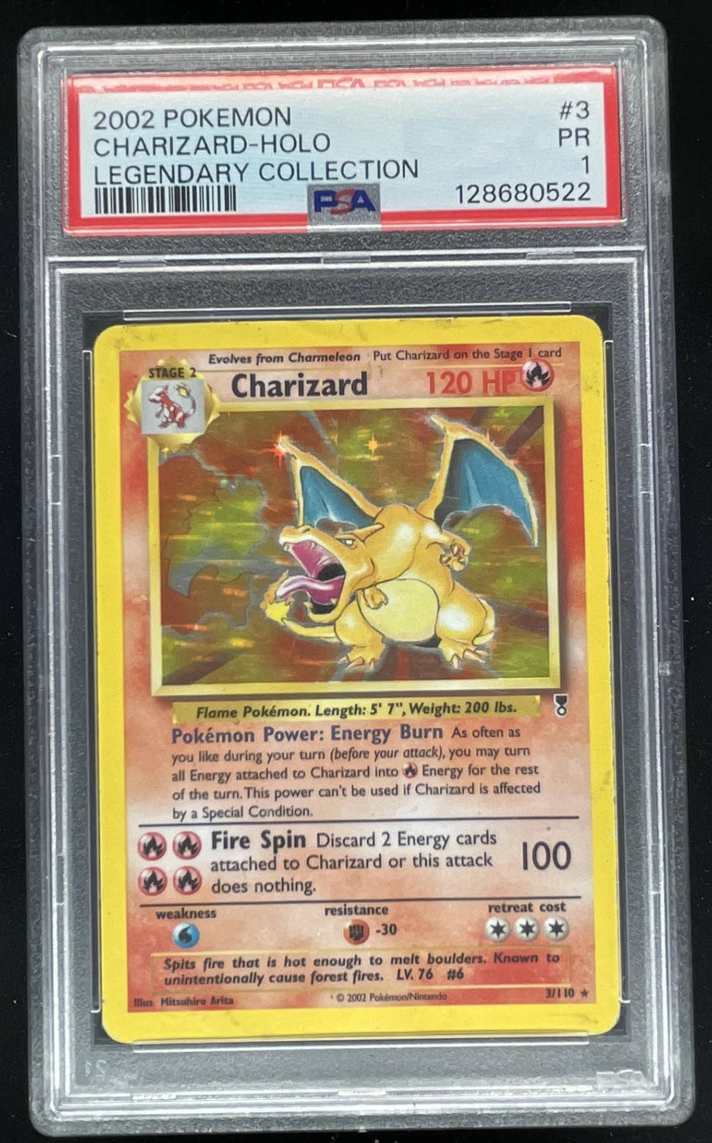 2002 Pokemon Legendary Collection #3/110 Charizard PSA 1 2002 Pokemon Legendary Collection #3/110 Charizard PSA 1
