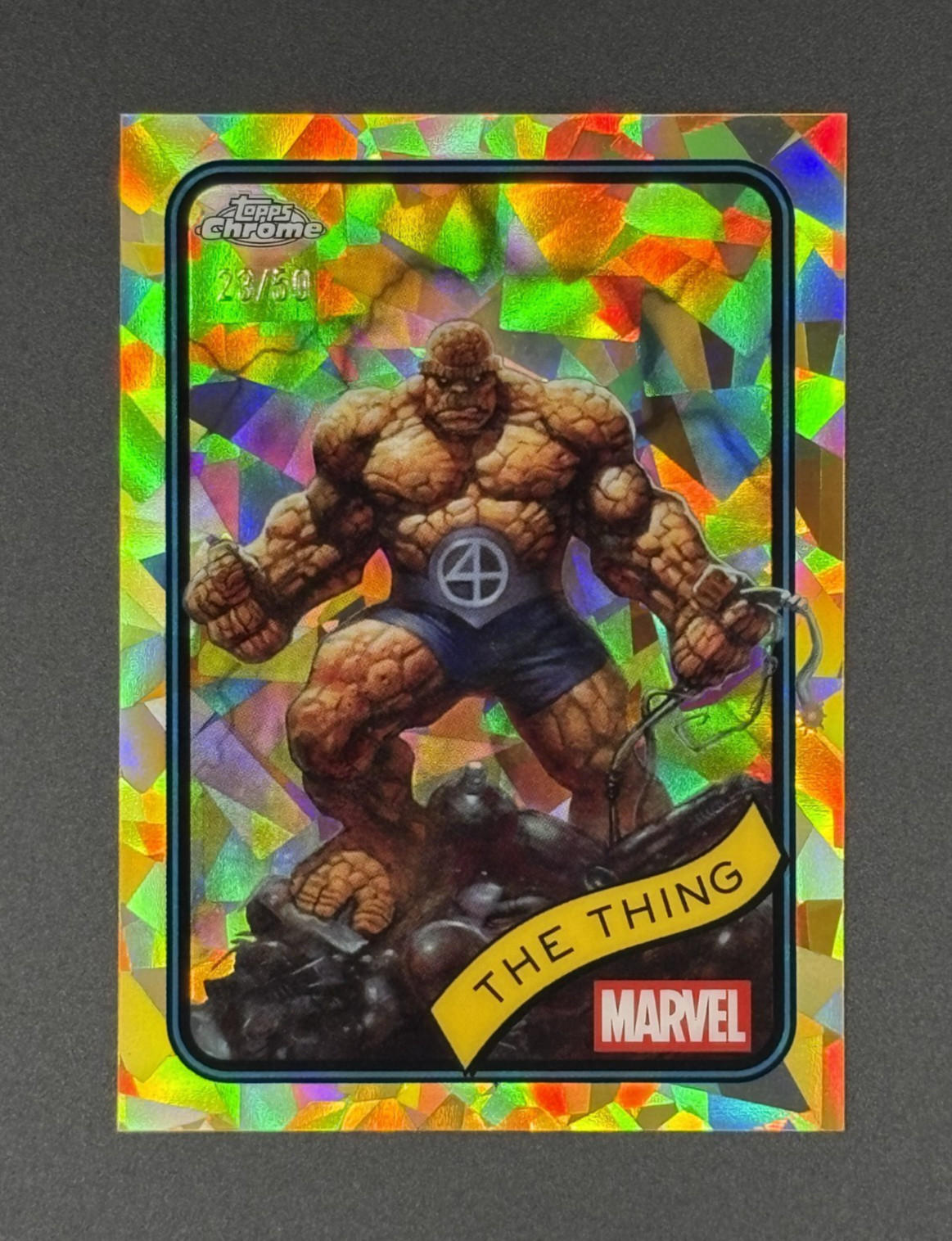 2025 Topps Chrome Marvel #109 The Thing Doom Spider Wolverine GOLD SAPPHIRE /50 2025 Topps Chrome Marvel #109 The Thing Doom Spider Wolverine GOLD SAPPHIRE /50