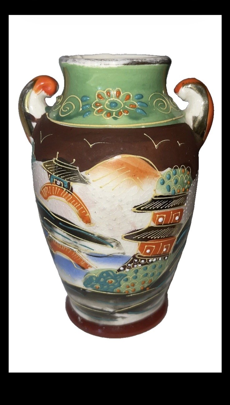 Antique Moriage Hand Painted Ceramic Vase - Made in Japan 5” Antique Moriage Hand Painted Ceramic Vase - Made in Japan 5”