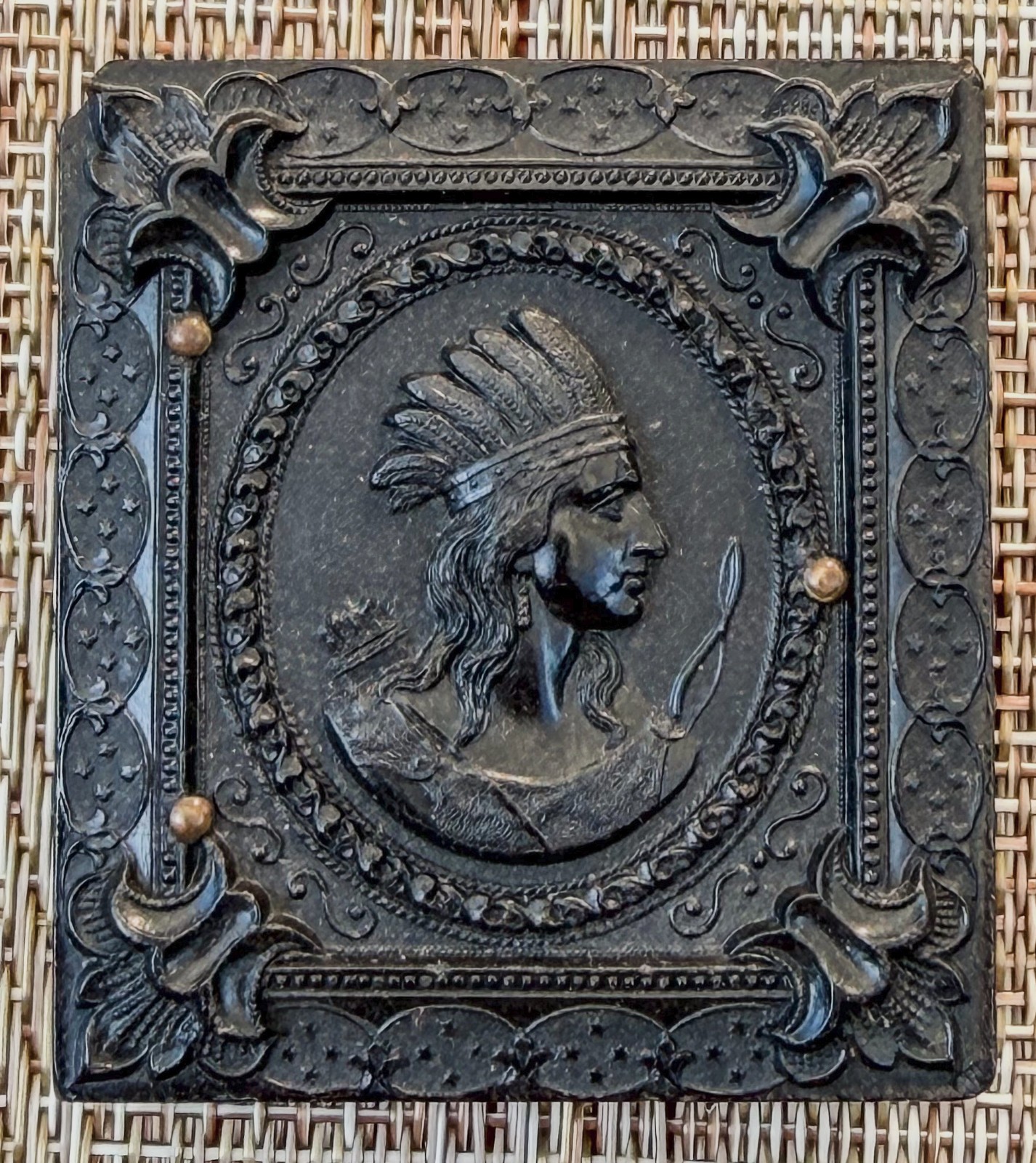 Sixteenth Plate Indian Profile Union Case with Ruby Ambrotype of Woman Sixteenth Plate Indian Profile Union Case with Ruby Ambrotype of Woman