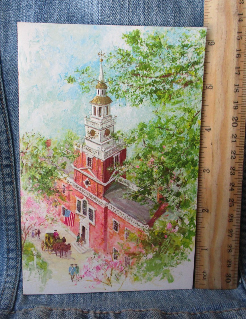 INDEPENDENCE HALL PHILADELPHIA PA VINTAGE GREETING CARD New Old Stock 1960's M89 INDEPENDENCE HALL PHILADELPHIA PA VINTAGE GREETING CARD New Old Stock 1960's M89