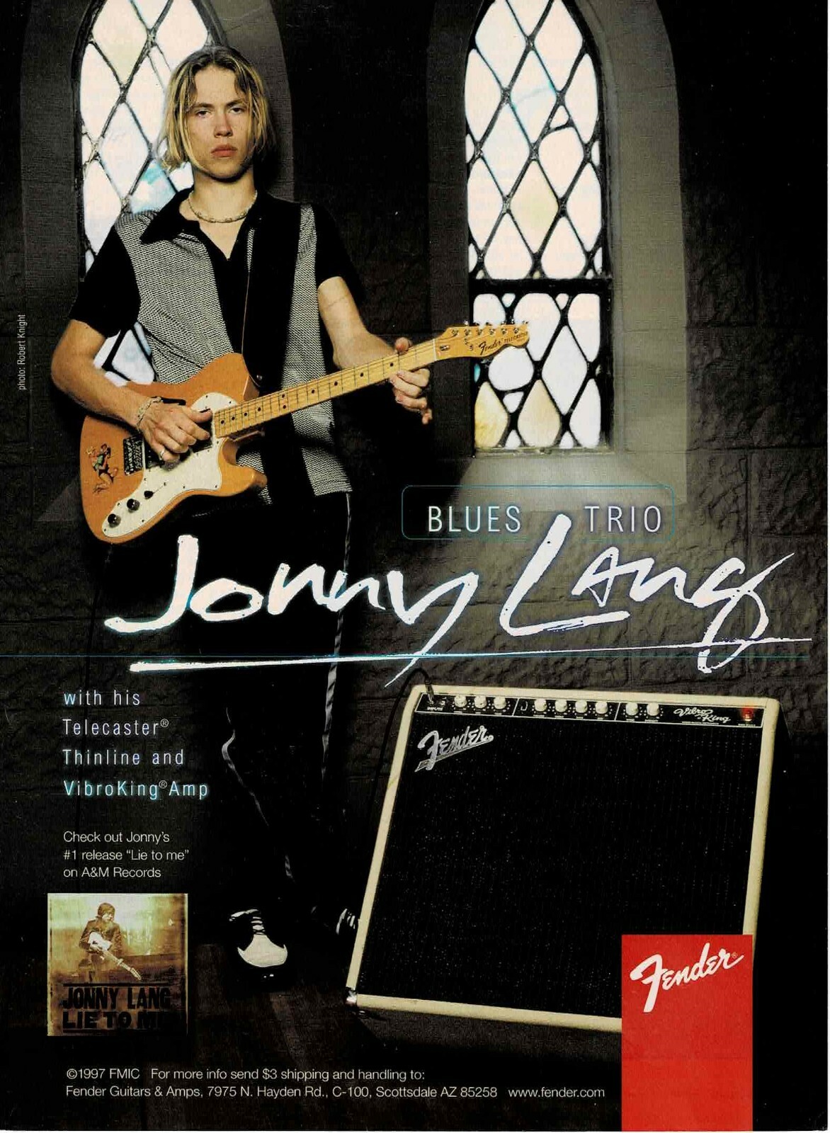 Fender Guitars / Amps - Jonny Lang - 1997 Print Advertisement Fender Guitars / Amps - Jonny Lang - 1997 Print Advertisement