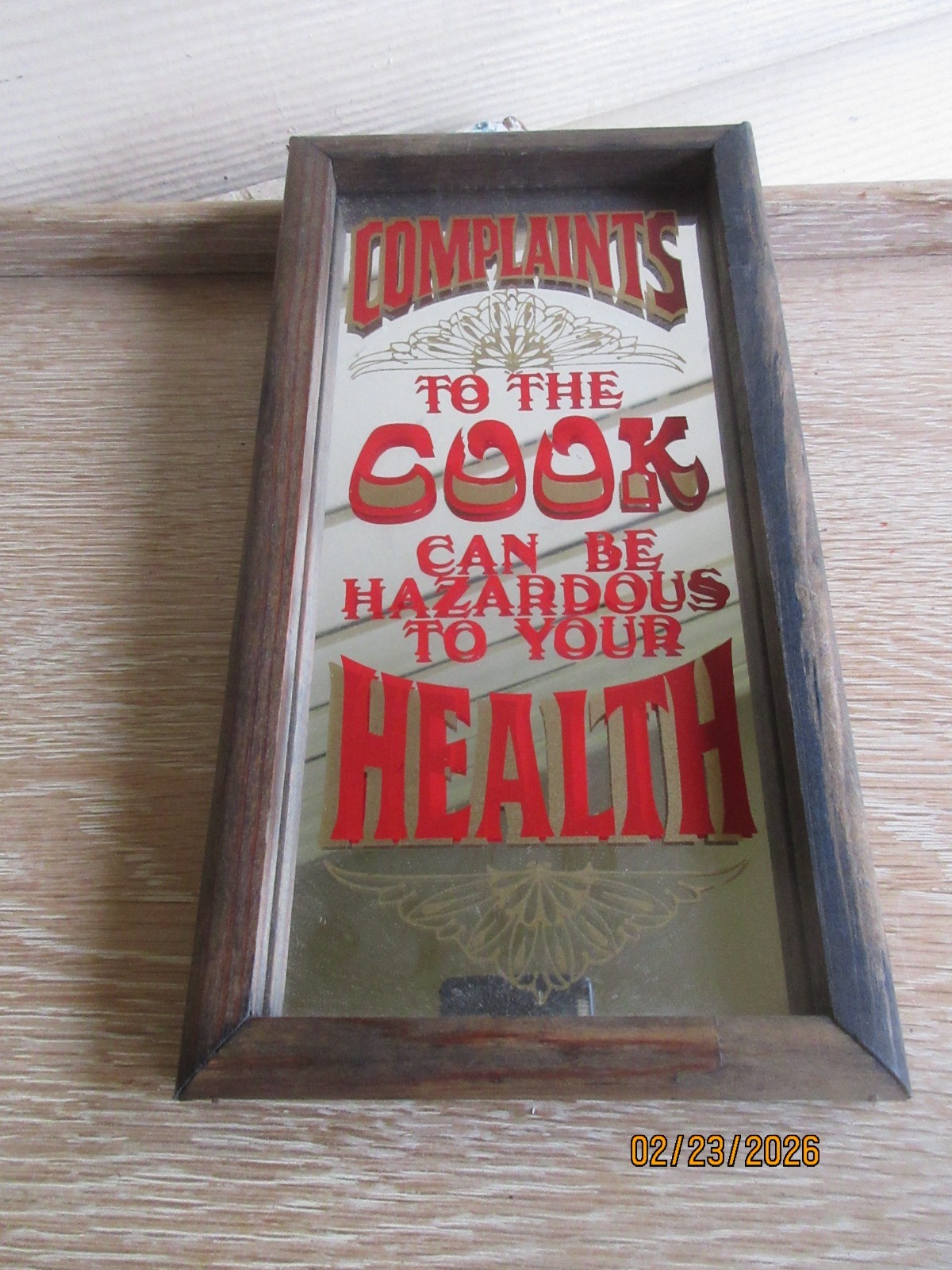 Vintage 1970's Funny Wallace Berrie Co Mirrored Complaints to the Cook