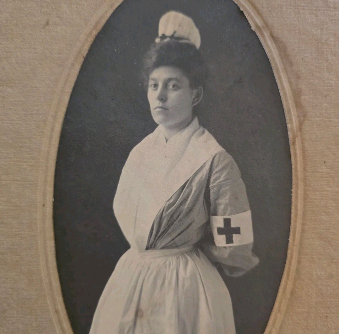 1904 Red Cross Nurse Portrait – Grace McDowell – Antique Boarded Photo 6x10