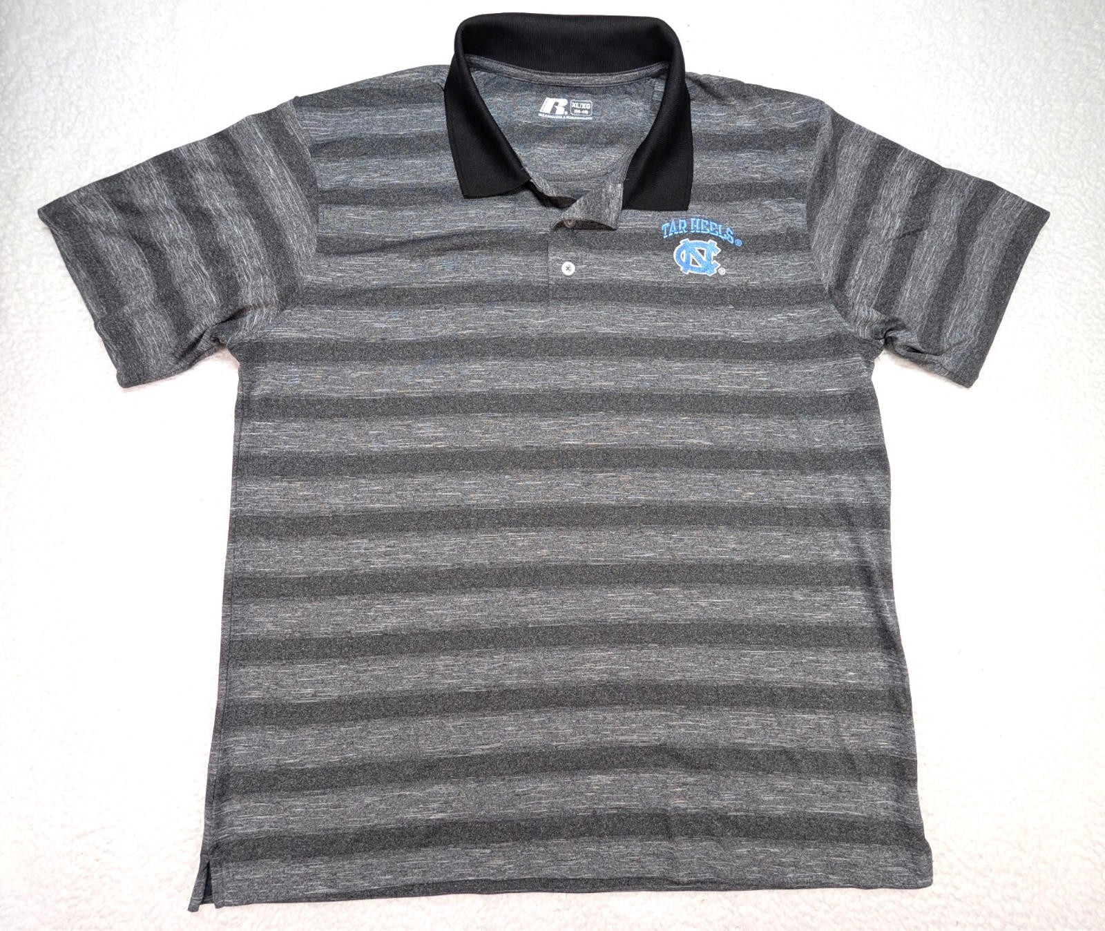 UNC Tar Heels Polo Shirt Mens XL Extra Large Gray Russell NCAA North Carolina UNC Tar Heels Polo Shirt Mens XL Extra Large Gray Russell NCAA North Carolina