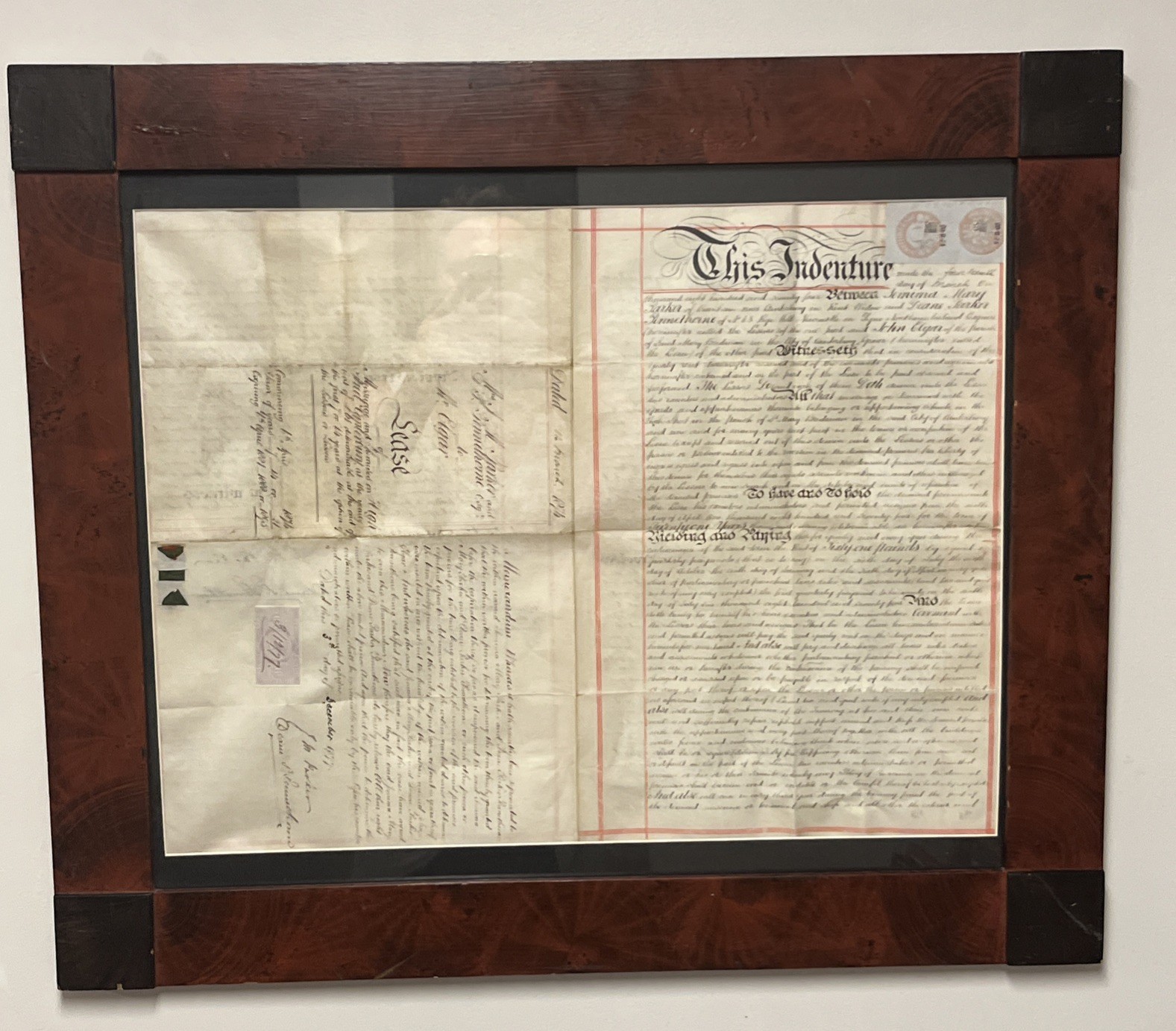 Antique 1874 Vellum Indenture Deed Canterbury England Revenue Stamp Framed Rare Antique 1874 Vellum Indenture Deed Canterbury England Revenue Stamp Framed Rare