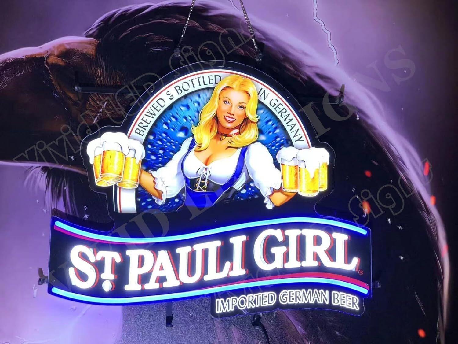 St. Pauli Girl Beer German 24"x20" Vivid LED Neon Sign Light Lamp With Dimmer