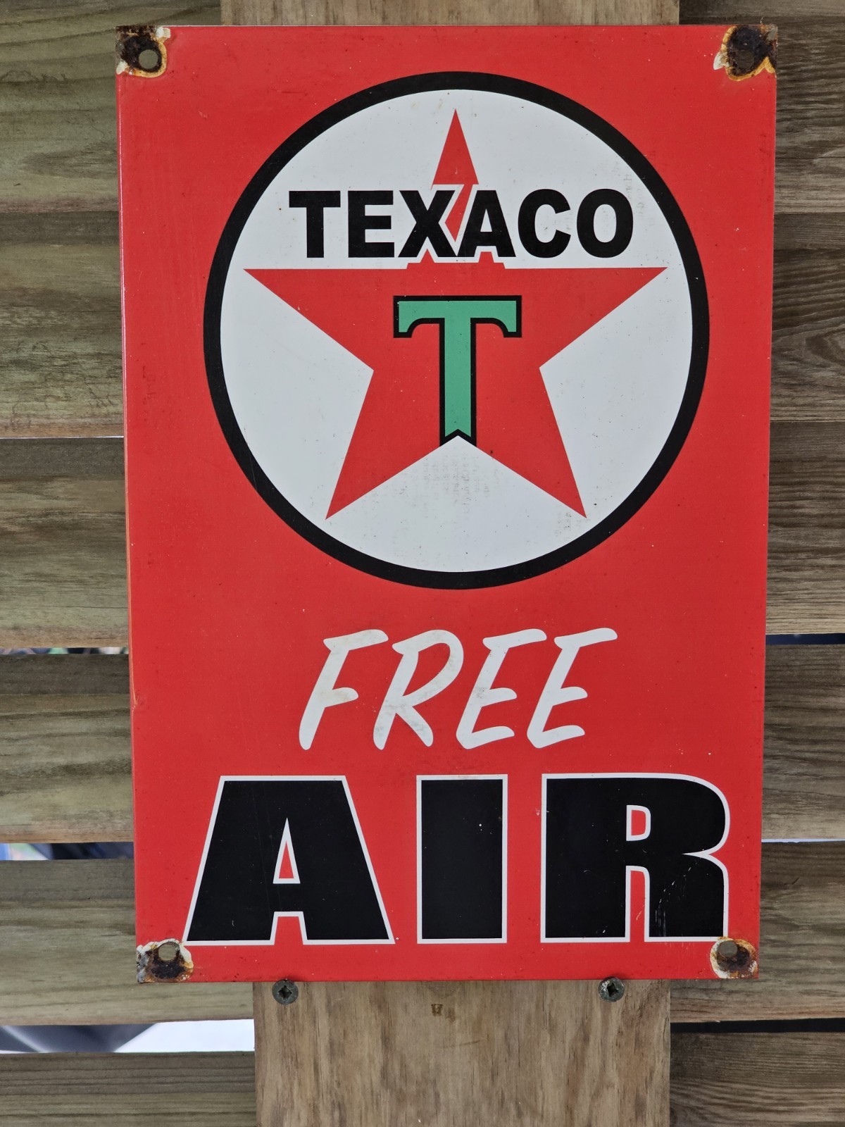 VINTAGE 1950'S TEXACO FREE AIR PORCELAIN SIGN VINTAGE 1950'S TEXACO FREE AIR PORCELAIN SIGN