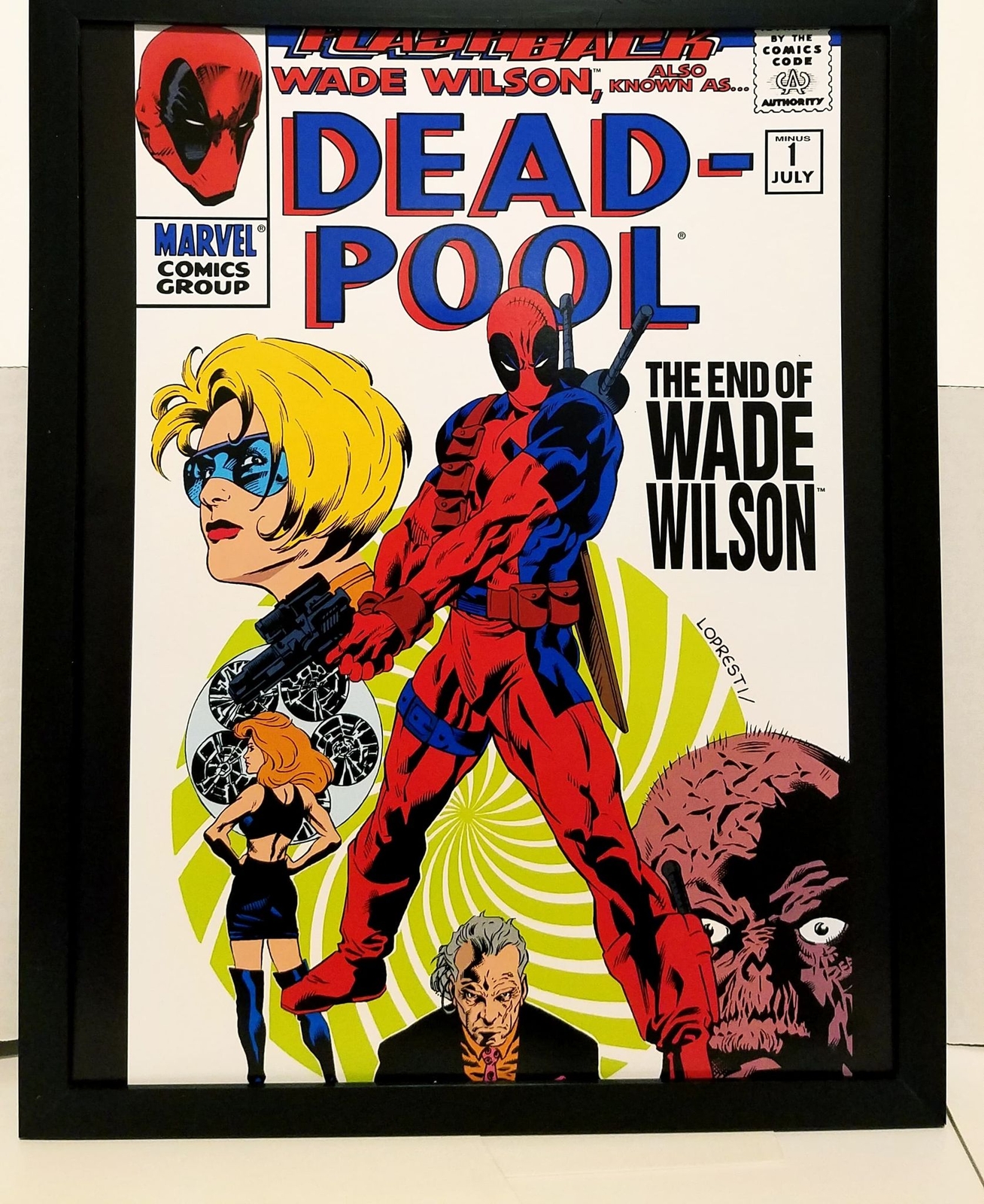 Deadpool Steranko Shield homage Aaron Lopresti 11x14 FRAMED Marvel Comics Art Pr