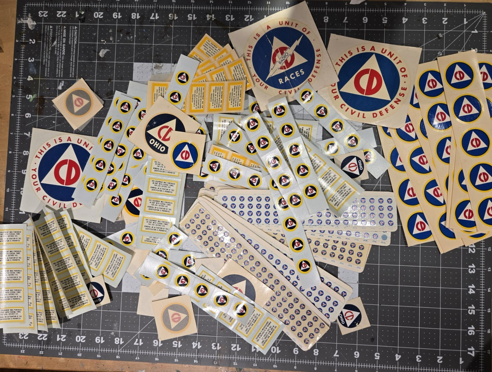 HUGE HOARD of authentic Vintage Civil Defense Waterslide Decals HUGE HOARD of authentic Vintage Civil Defense Waterslide Decals