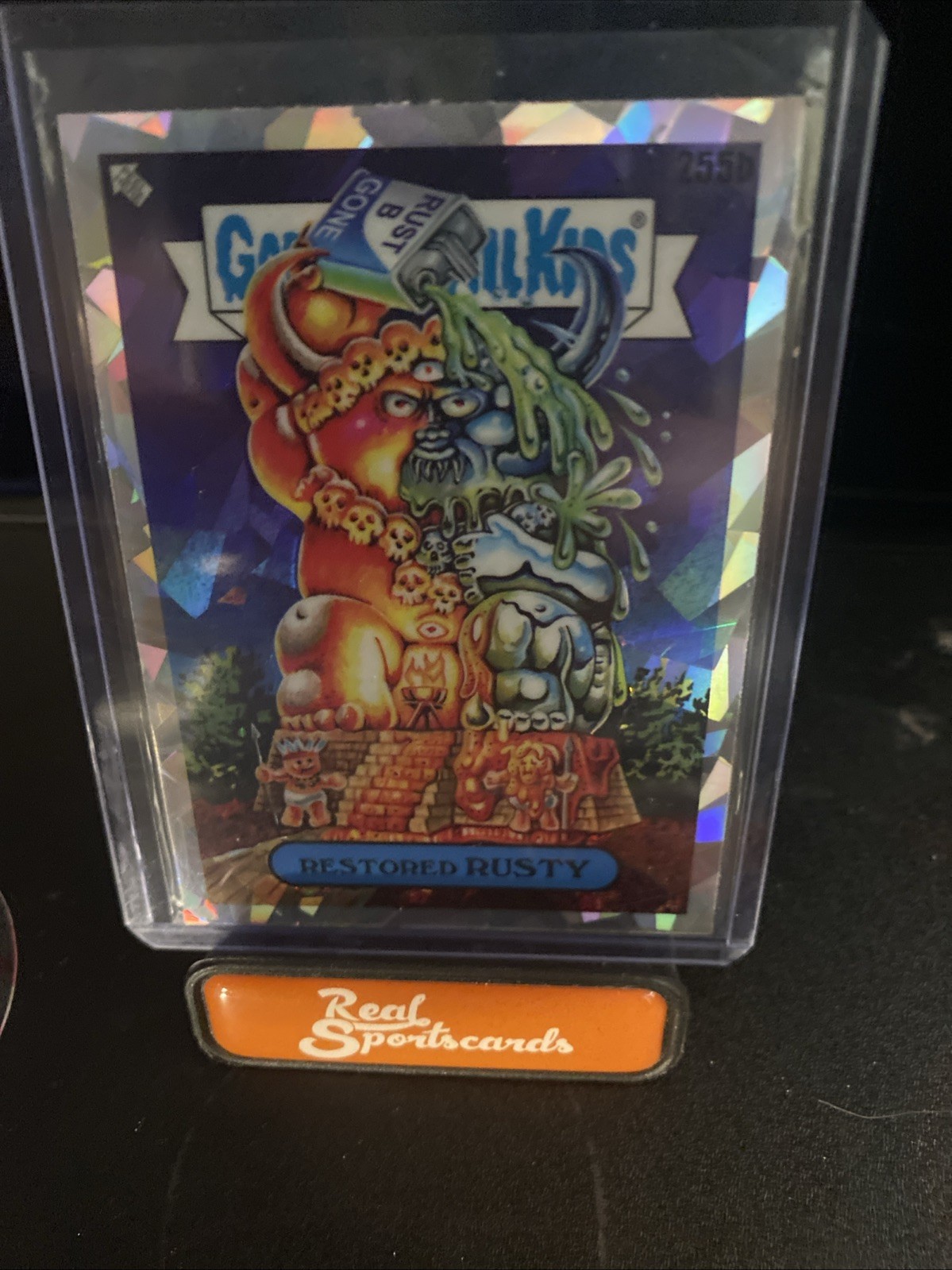 2023 Topps Chrome Garbage Pail Kids Restored RUSTY #255b Atomic Refractor Card 2023 Topps Chrome Garbage Pail Kids Restored RUSTY #255b Atomic Refractor Card