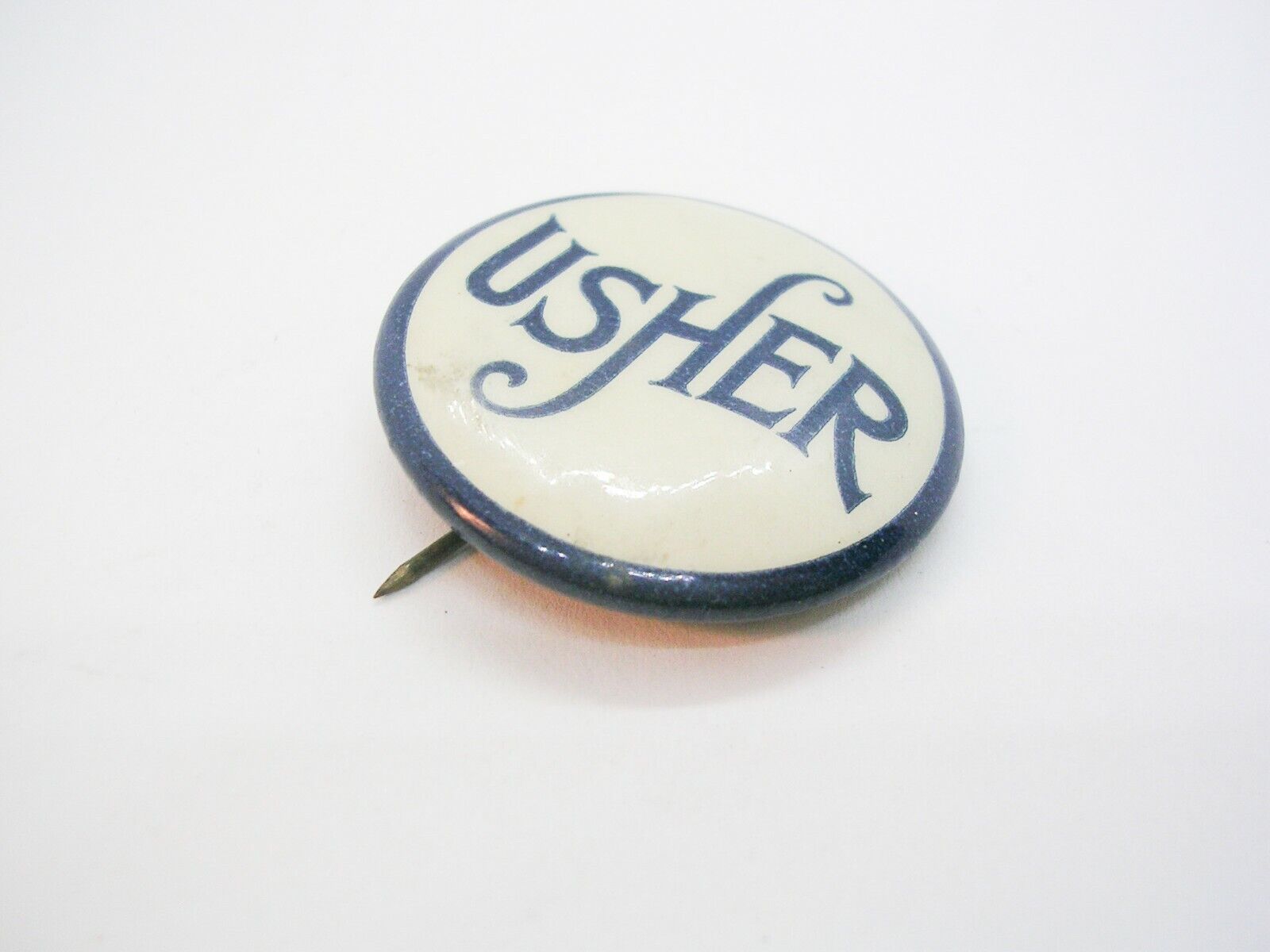 Antique Pin USHER Button