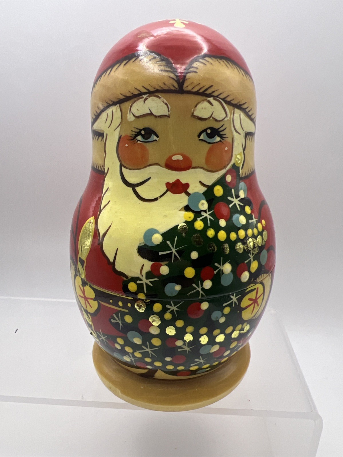 5 pc Set Russian Santa Matryoshka Nesting Dolls Handmade Tree 6" Tall 5 pc Set Russian Santa Matryoshka Nesting Dolls Handmade Tree 6" Tall