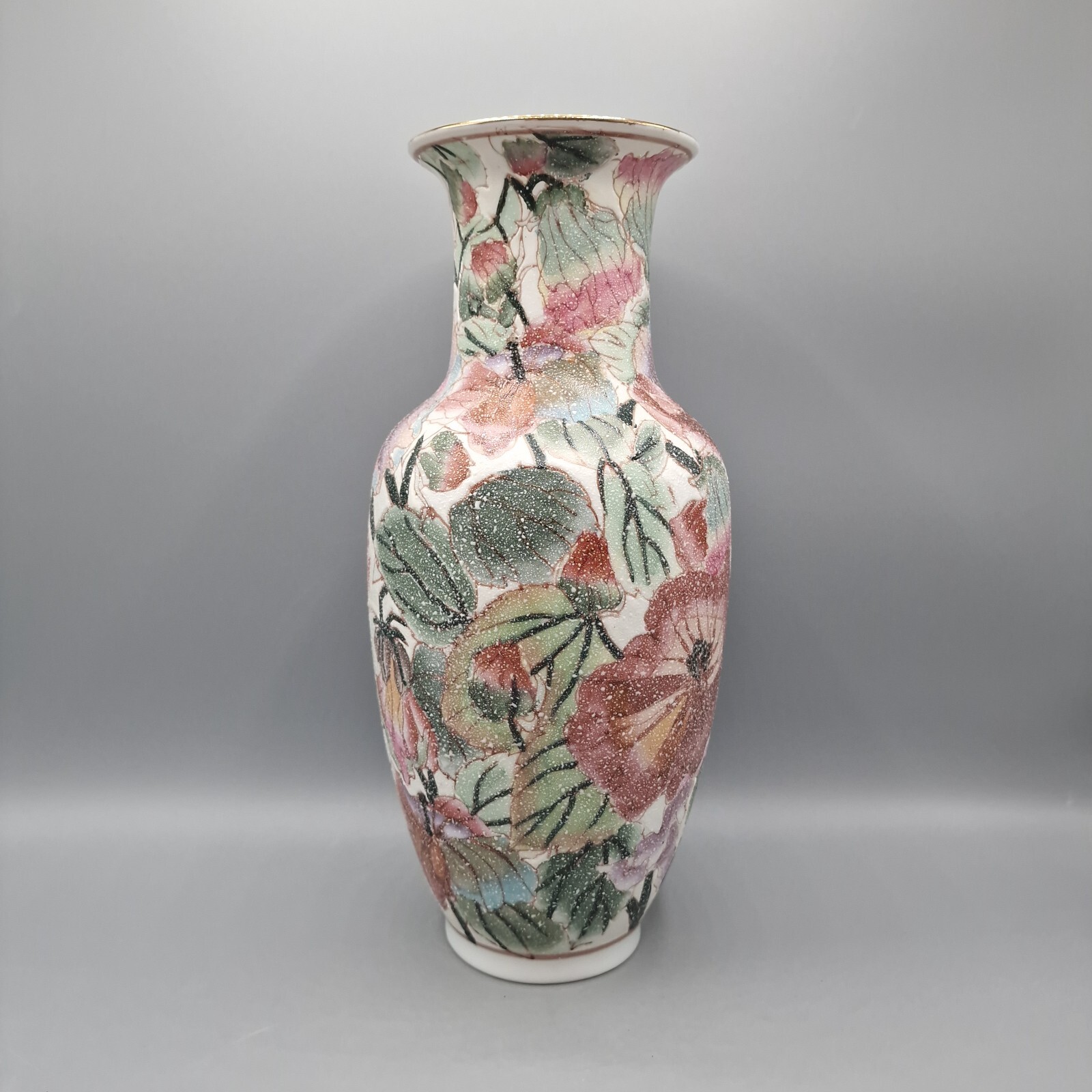 Vintage Beautiful Chinese Hand Painted Multi Floral Porcelain Vase 12" Tall Vintage Beautiful Chinese Hand Painted Multi Floral Porcelain Vase 12" Tall