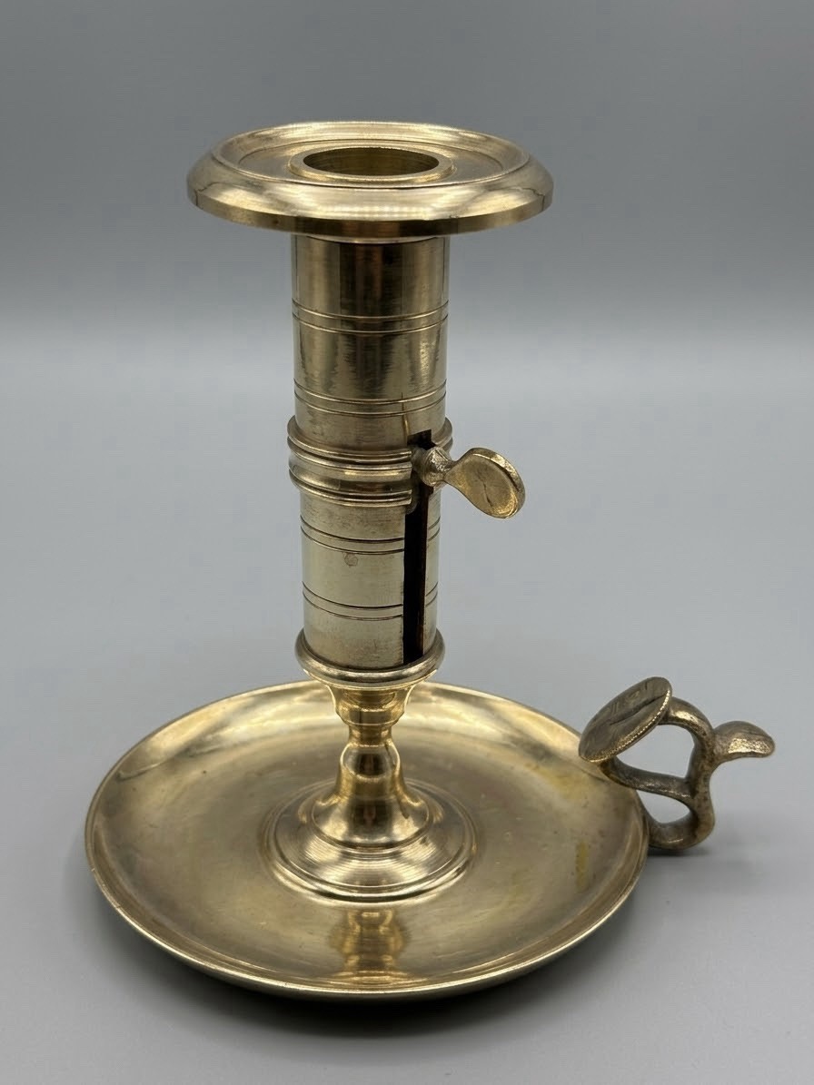 Antique Early 19th Century English Georgian Brass Chamberstick 6"