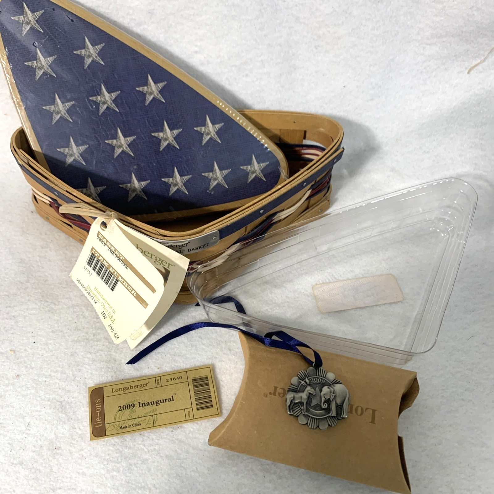Longaberger~2009 Inaugural Basket, Plastic Liner, Tie One ~NEW WITH TAGS Longaberger~2009 Inaugural Basket, Plastic Liner, Tie One ~NEW WITH TAGS