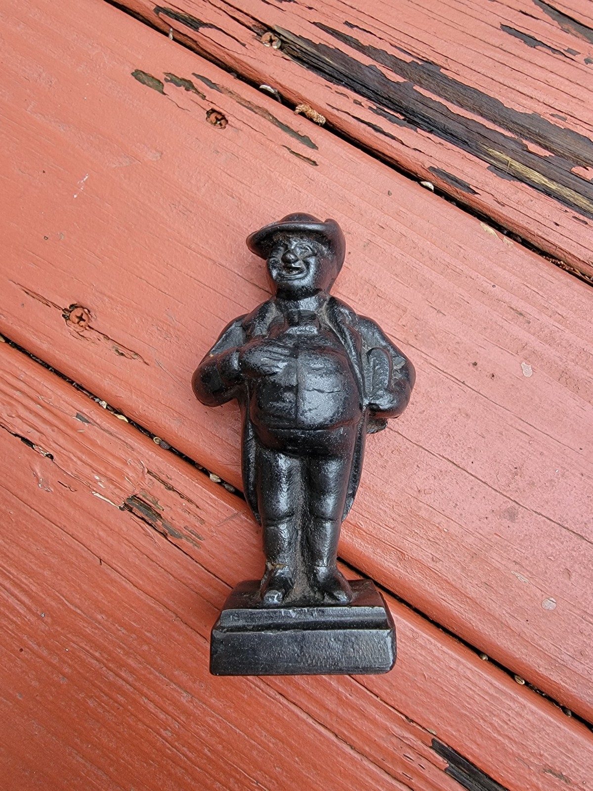 Vintage Cast Iron Statue Door Stop Man Pot Belly Hat 5 1/2” Antique Primitive Vintage Cast Iron Statue Door Stop Man Pot Belly Hat 5 1/2” Antique Primitive