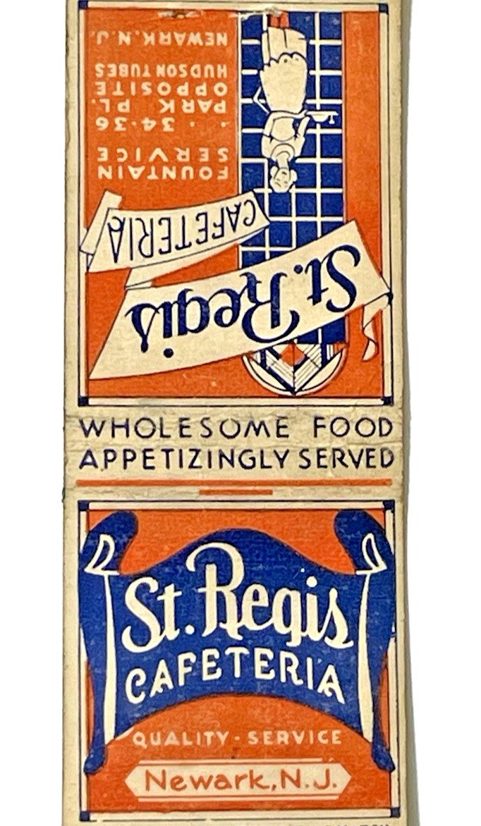 NEWARK, NJ "TALL" 1930'S- ST. REGIS CAFETERIA, 34-36 PARK PLACE, NEW JERSEY