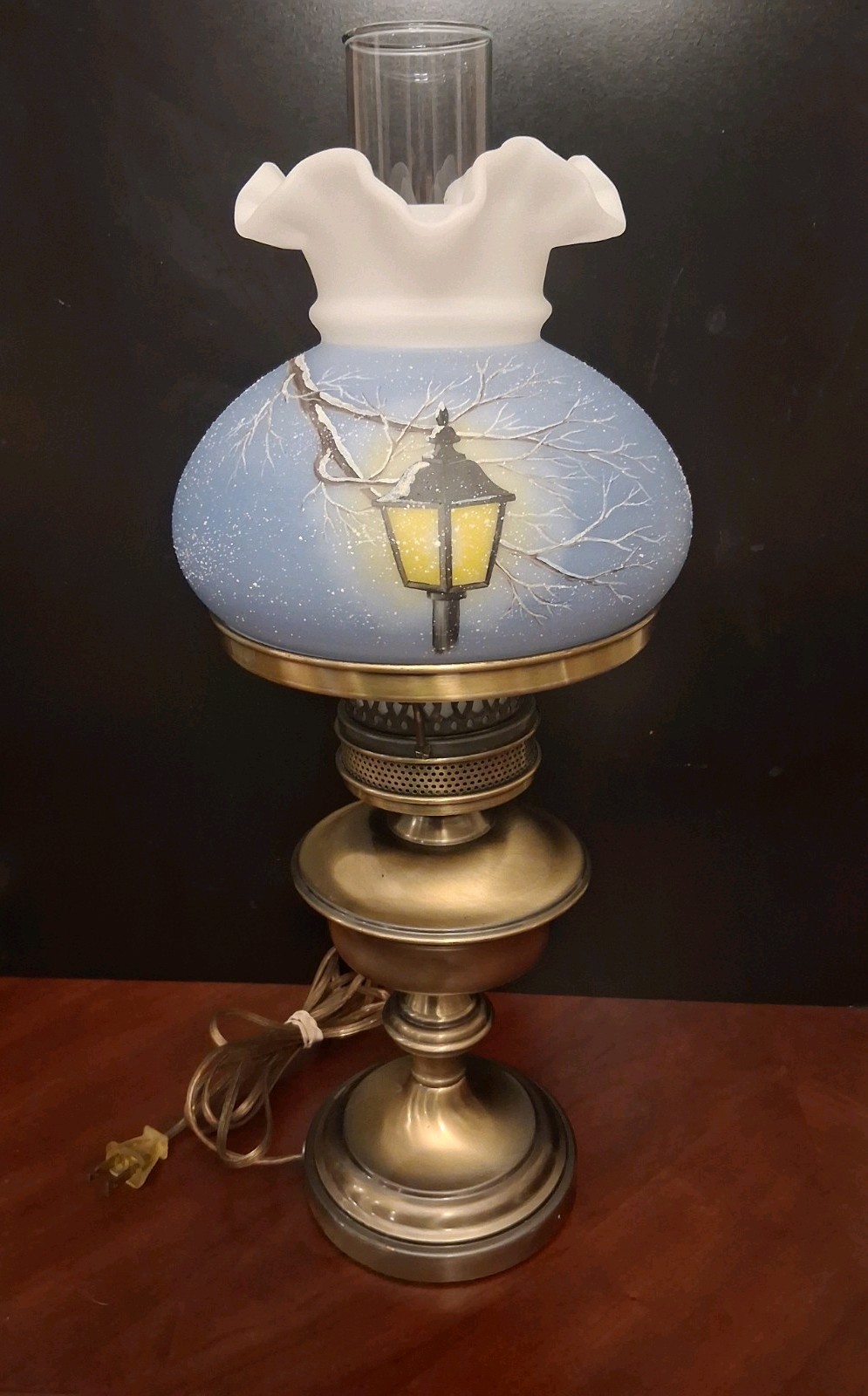 Vintage Fenton Art Glass Electric Hurricane Box: 9308 FS Christmas Lamp Vintage Fenton Art Glass Electric Hurricane Box: 9308 FS Christmas Lamp