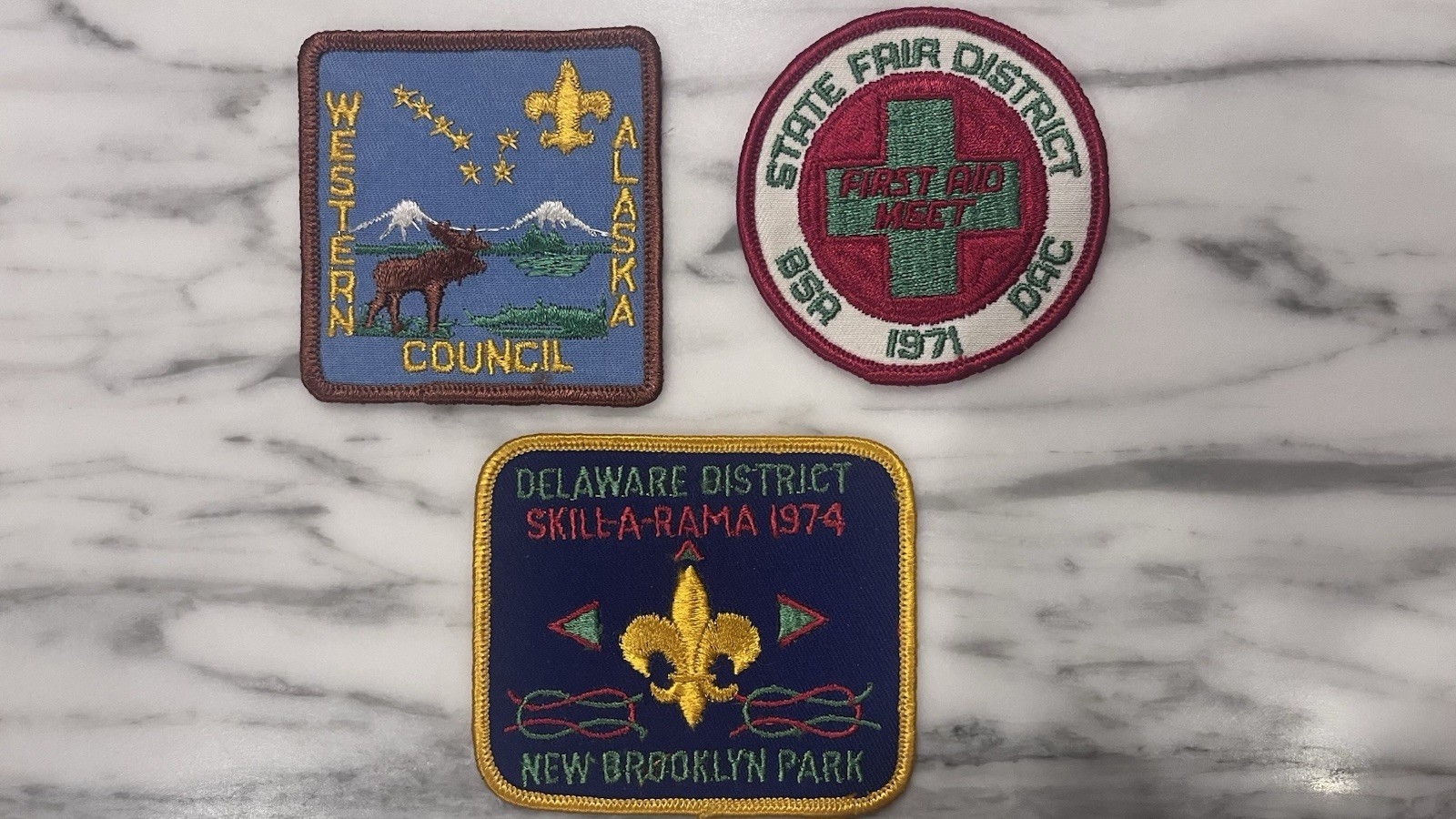Vintage Boy Scouts BSA Patch Lot of 3 – Alaska Council, 1971 First Aid, 1974