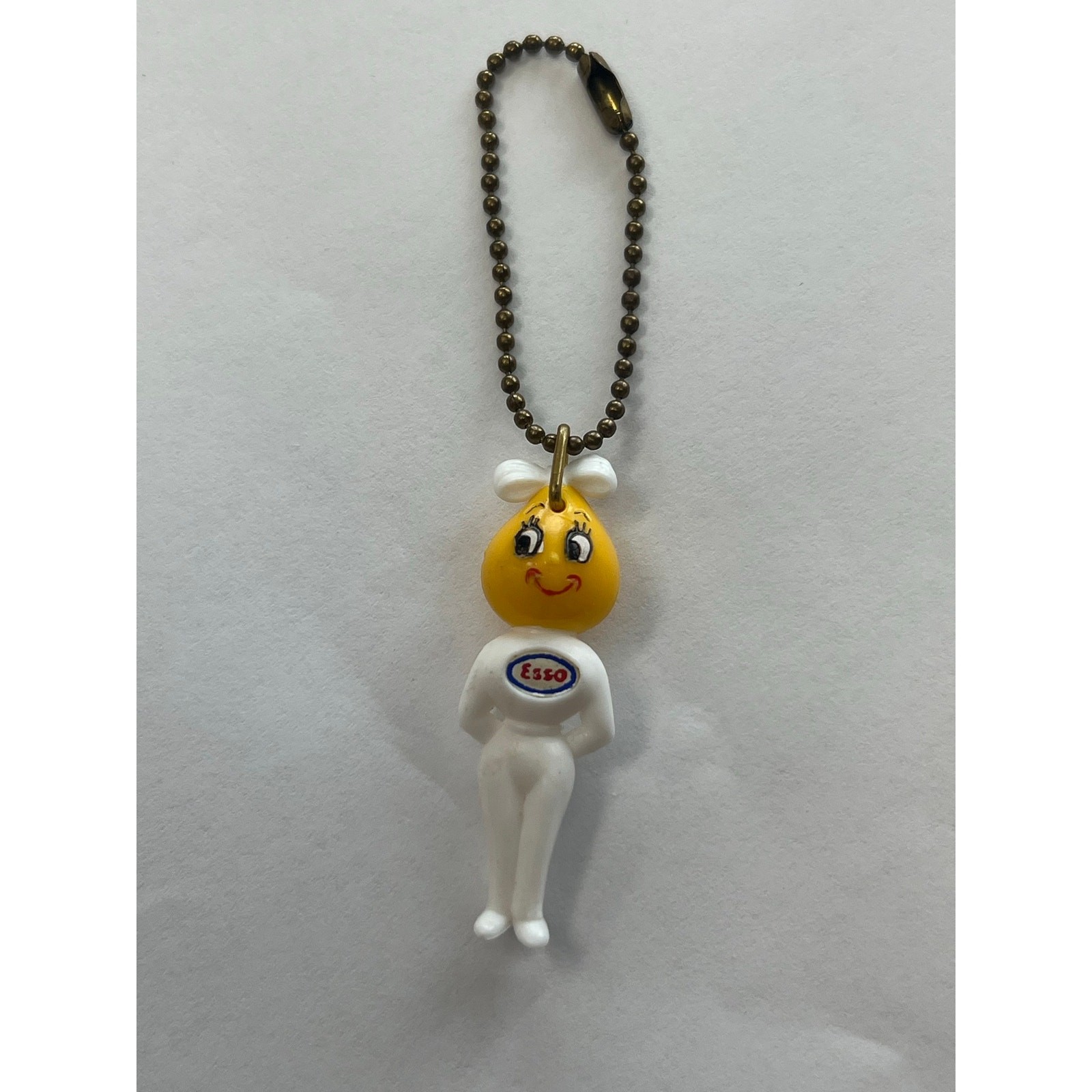 Vintage 1960s Esso Oil Drop Girl Mascot Keychain Advertising Gas Station 2”