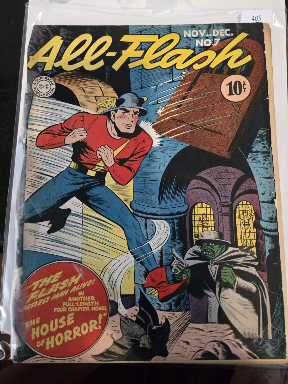 All-Flash #7 (DC Comics 1942) Rare Golden Age comic book The Flash Low Grade All-Flash #7 (DC Comics 1942) Rare Golden Age comic book The Flash Low Grade
