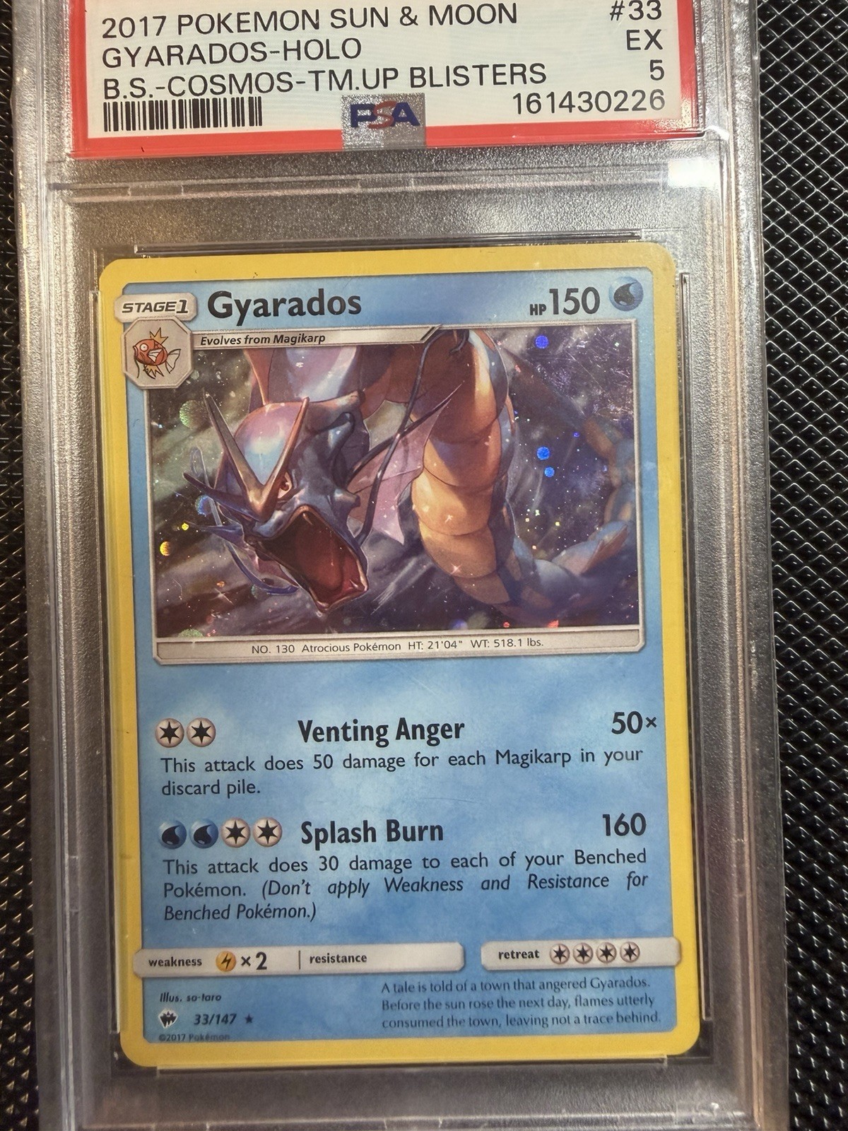 POP 1 Pokemon 2017 Sun & Moon Gyarados Cosmos Holo 33/147 English PSA 5 POP 1 Pokemon 2017 Sun & Moon Gyarados Cosmos Holo 33/147 English PSA 5