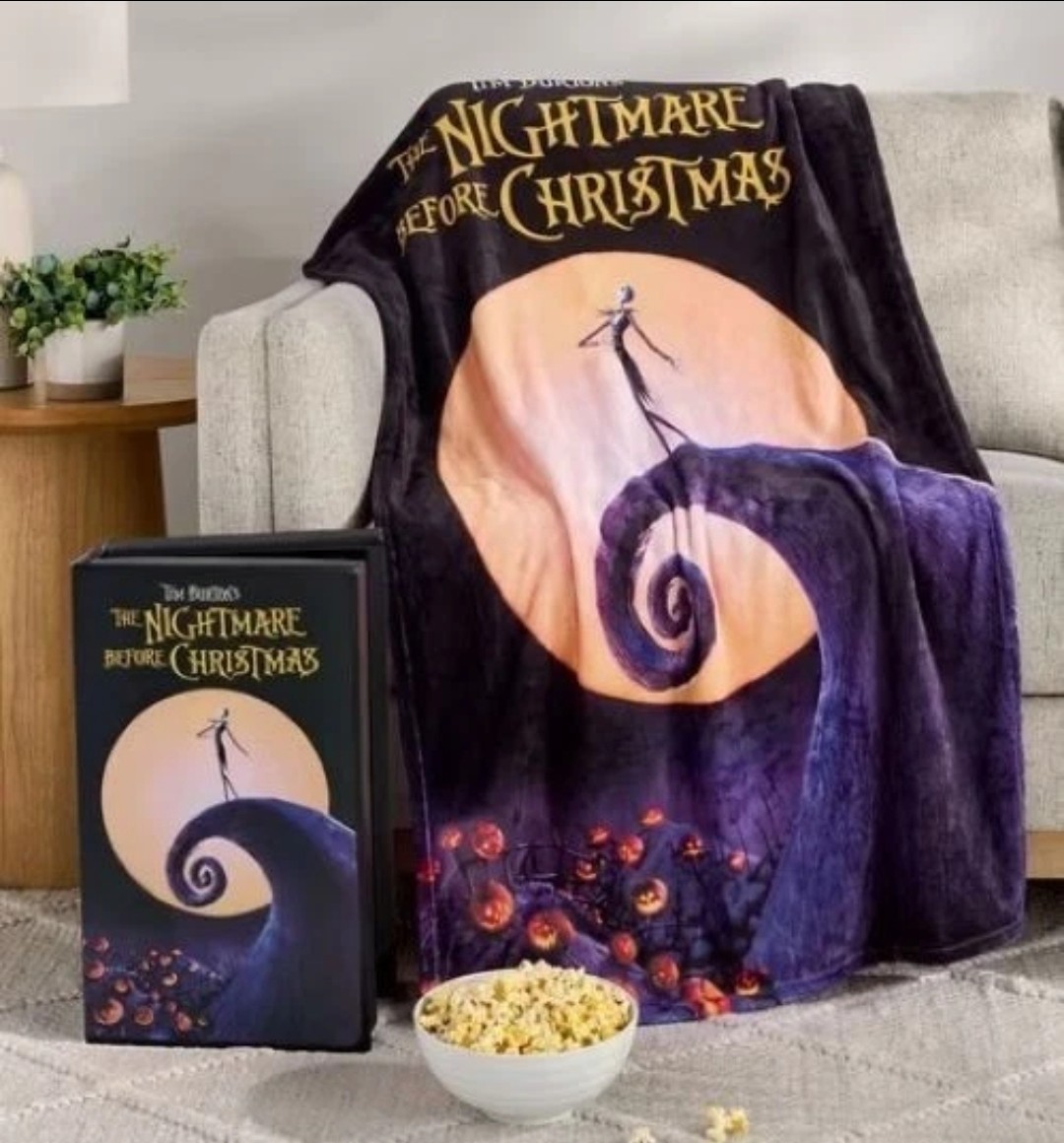 The Nightmare Before Christmas VHS Boxed Silk Touch Throw Blanket 50" × 70"