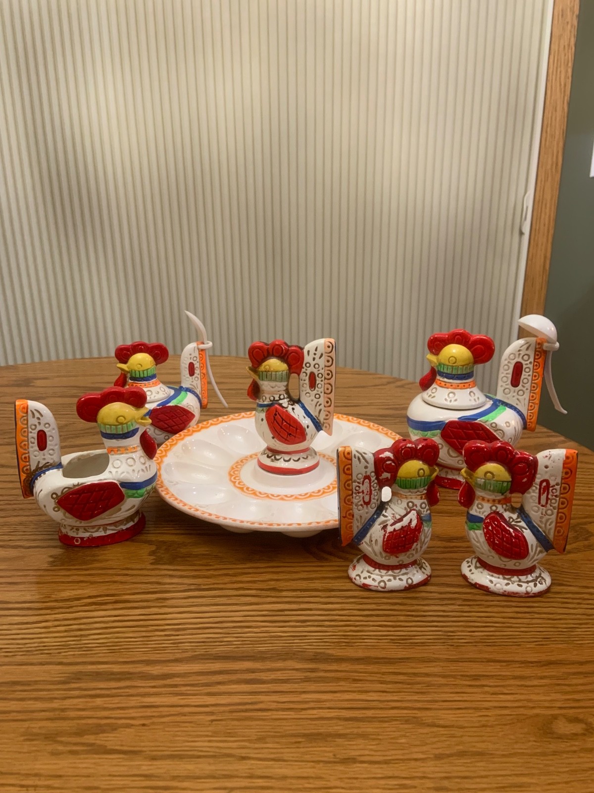 Vintage 1950s/1960s Lego Japan Ceramic Rooster Breakfast / Condiment Set (7-Piec Vintage 1950s/1960s Lego Japan Ceramic Rooster Breakfast / Condiment Set (7-Piec