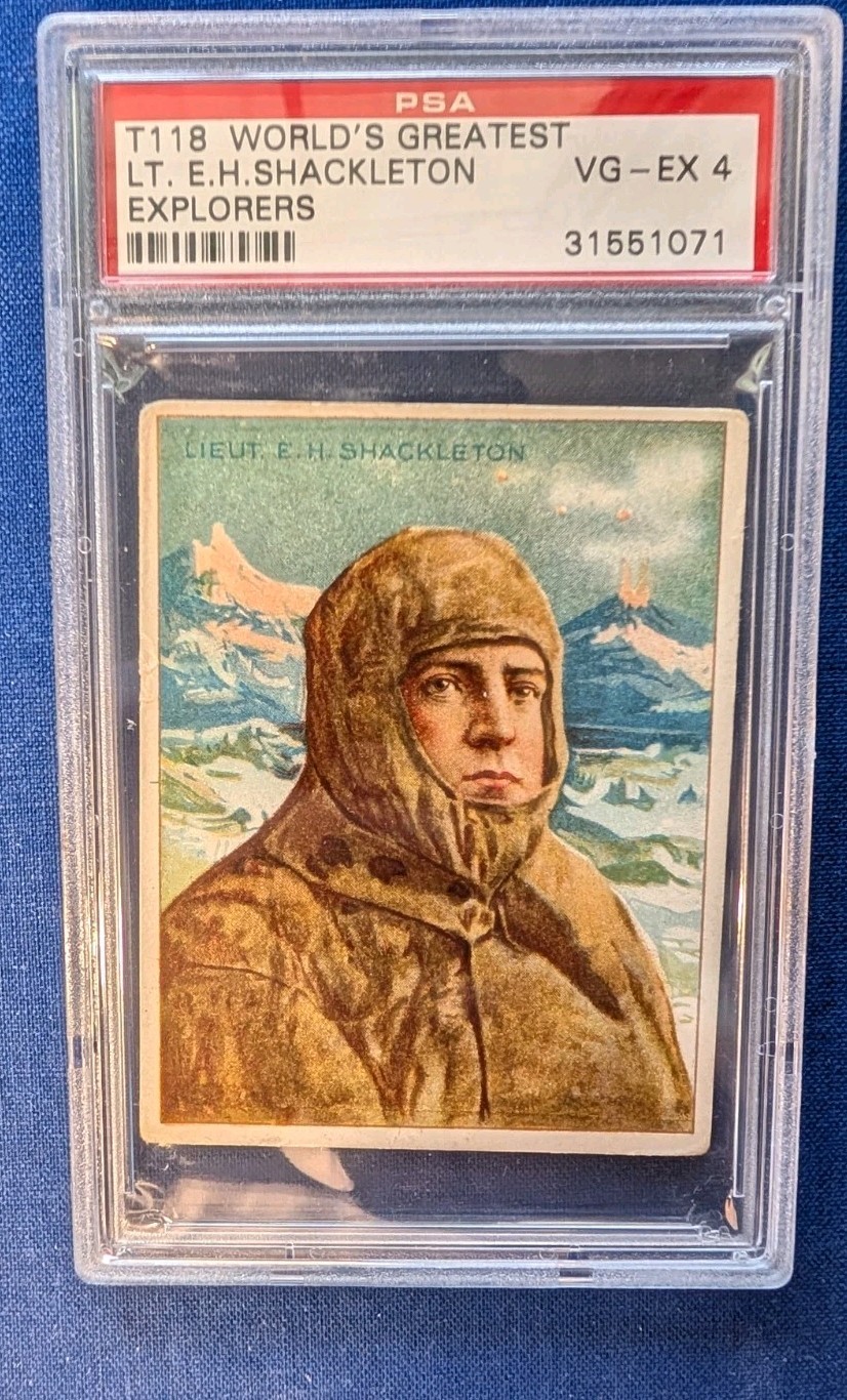 1910 T118 Hassan World's Greatest Explorers E.H. Shackleton PSA 4 Antarctica Key 1910 T118 Hassan World's Greatest Explorers E.H. Shackleton PSA 4 Antarctica Key