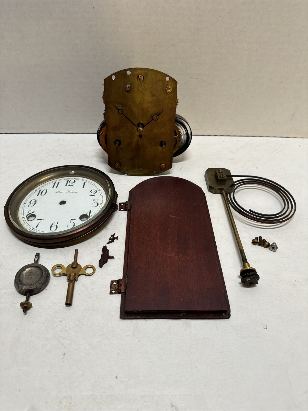 NEW HAVEN tambour parlor mantle Vintage Grandfather Clock Motion Parts