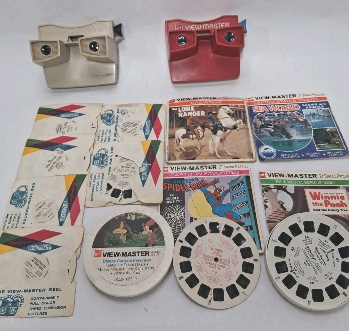 VINTAGE VIEW MASTER LOT, SAWYERS, GAF, SLIDES DISNEY E.T. POOH SPIDER MAN ECT... VINTAGE VIEW MASTER LOT, SAWYERS, GAF, SLIDES DISNEY E.T. POOH SPIDER MAN ECT...