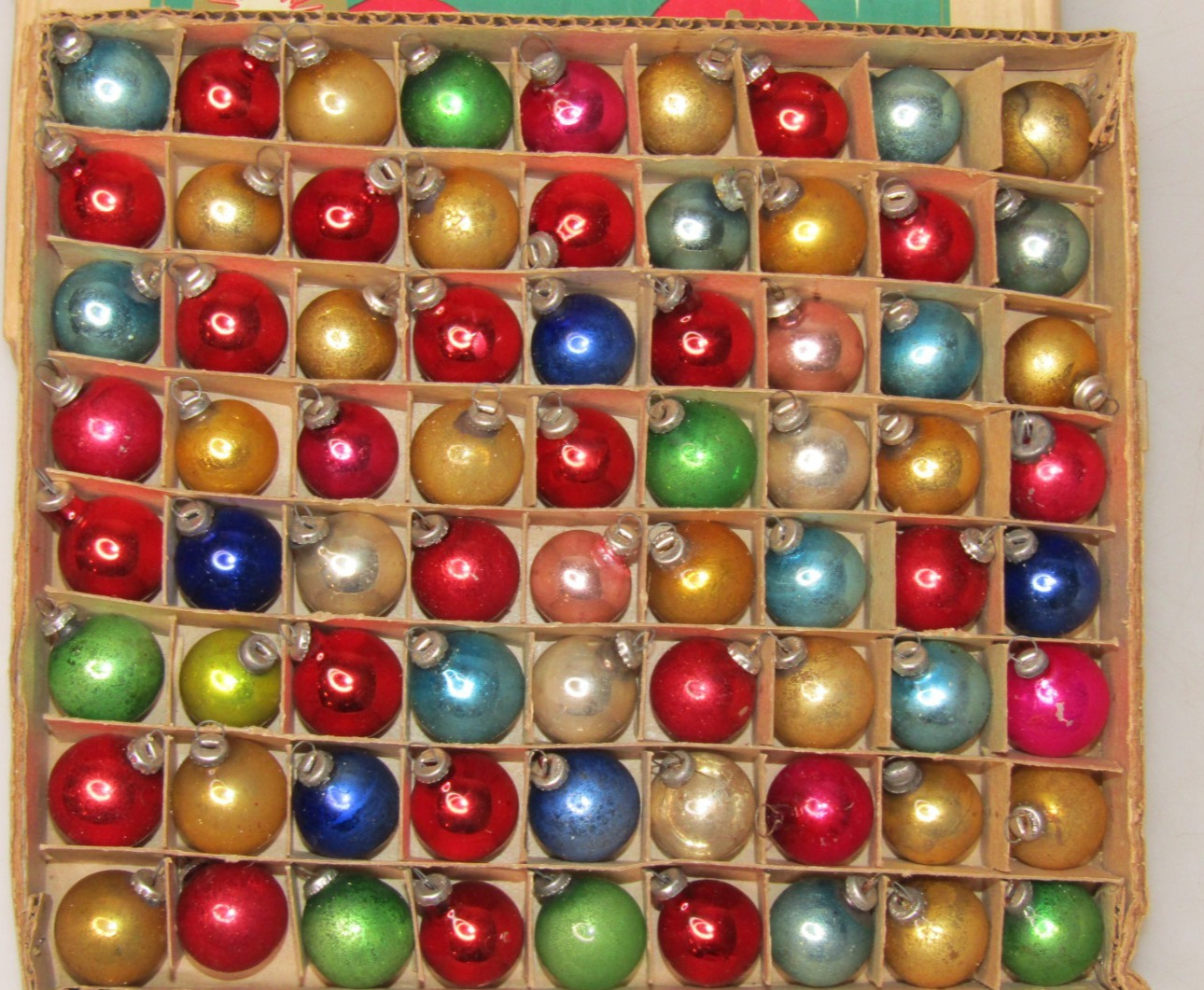 Lot 72 VTG Glass Feather Tree 18mm Multicolor Mini BALL Christmas Ornament Japan Lot 72 VTG Glass Feather Tree 18mm Multicolor Mini BALL Christmas Ornament Japan