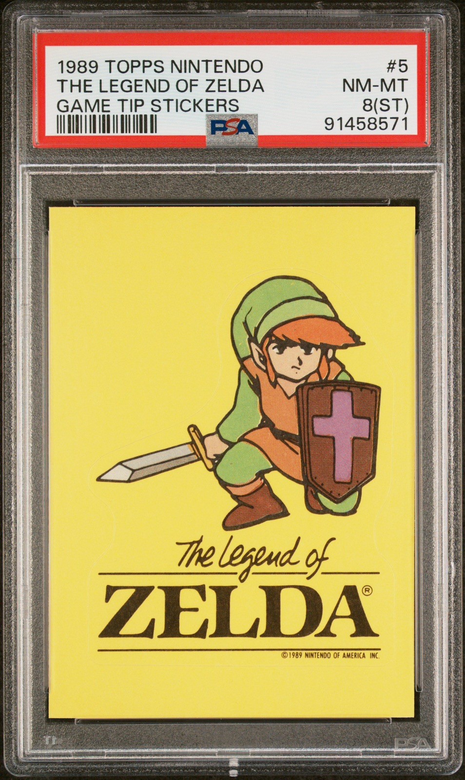 1989 Topps Nintendo Legend of Zelda Game Tip Stickers Link #5  PSA 8 (ST)