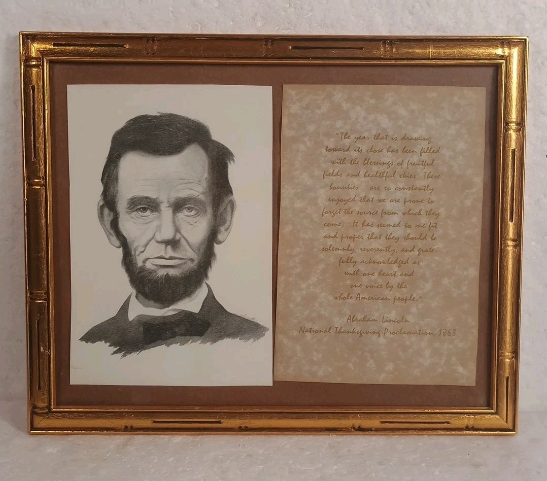 Framed Print Of Pencil Portrait Of Abraham Lincoln And Thanksgiving Proclamation Framed Print Of Pencil Portrait Of Abraham Lincoln And Thanksgiving Proclamation