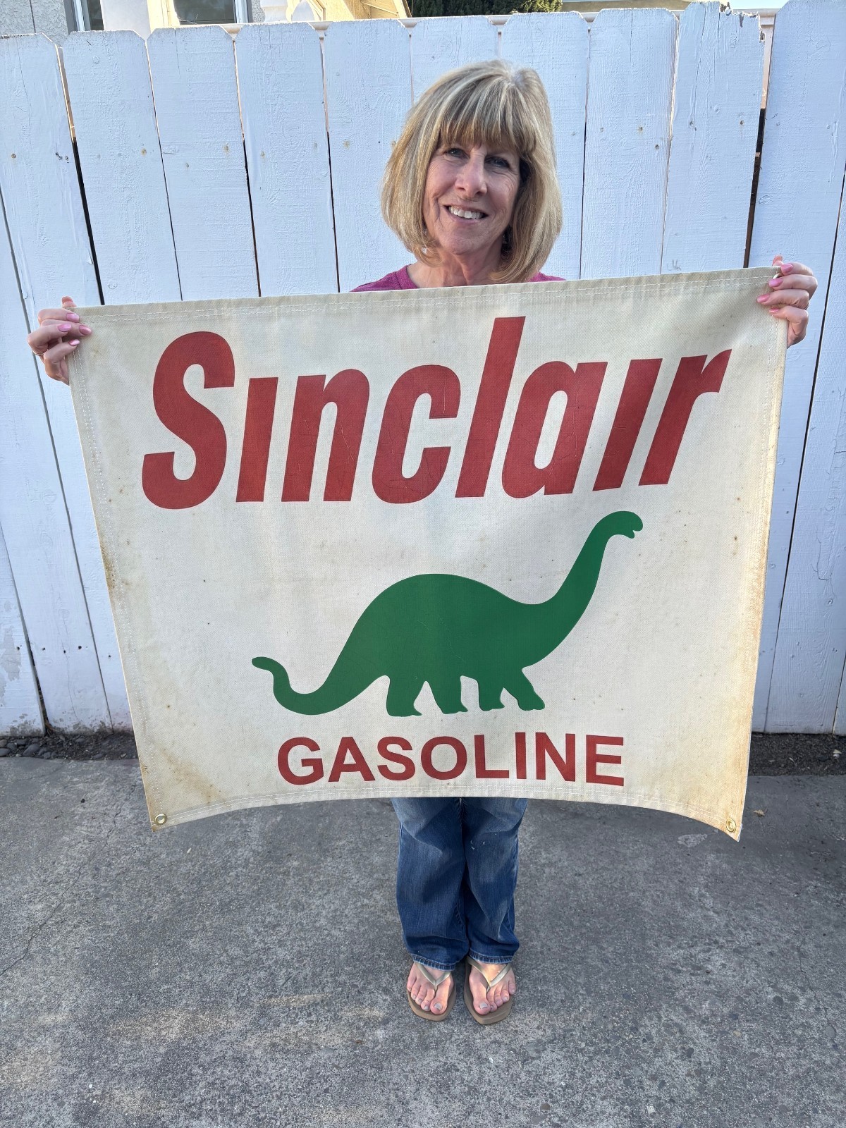 VINTAGE Sinclair Dino BANNER  repro 4 Garage, Man Cave, Gas"History on the Wall"