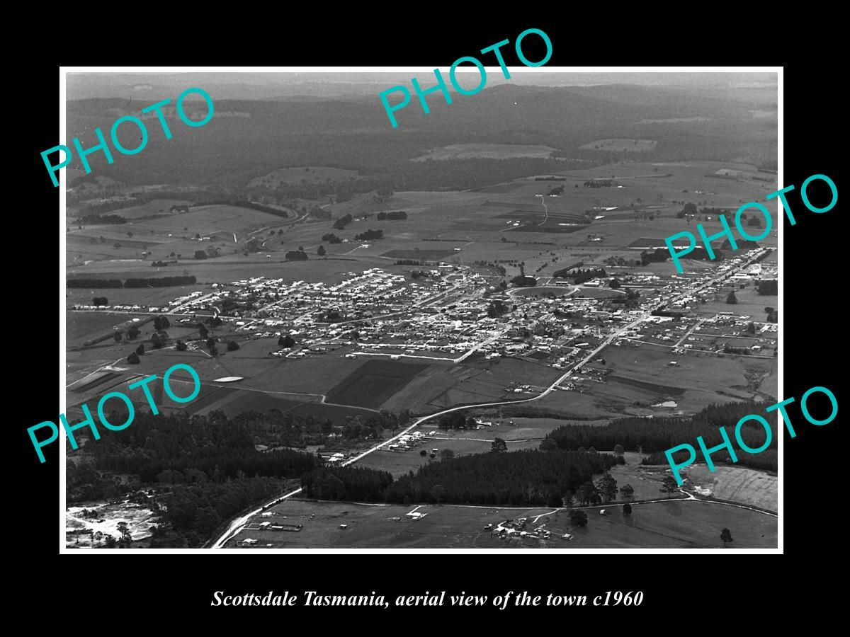 OLD 8x6 HISTORIC PHOTO OF SCOTTSDALE TASMANIA AERIAL VIEW OF THE TOWN c1960 OLD 8x6 HISTORIC PHOTO OF SCOTTSDALE TASMANIA AERIAL VIEW OF THE TOWN c1960