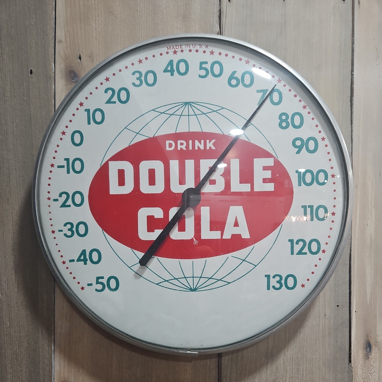 Vintage Drink Double Cola Round Wall Thermometer Made in USA RARE Globe Graphics Vintage Drink Double Cola Round Wall Thermometer Made in USA RARE Globe Graphics