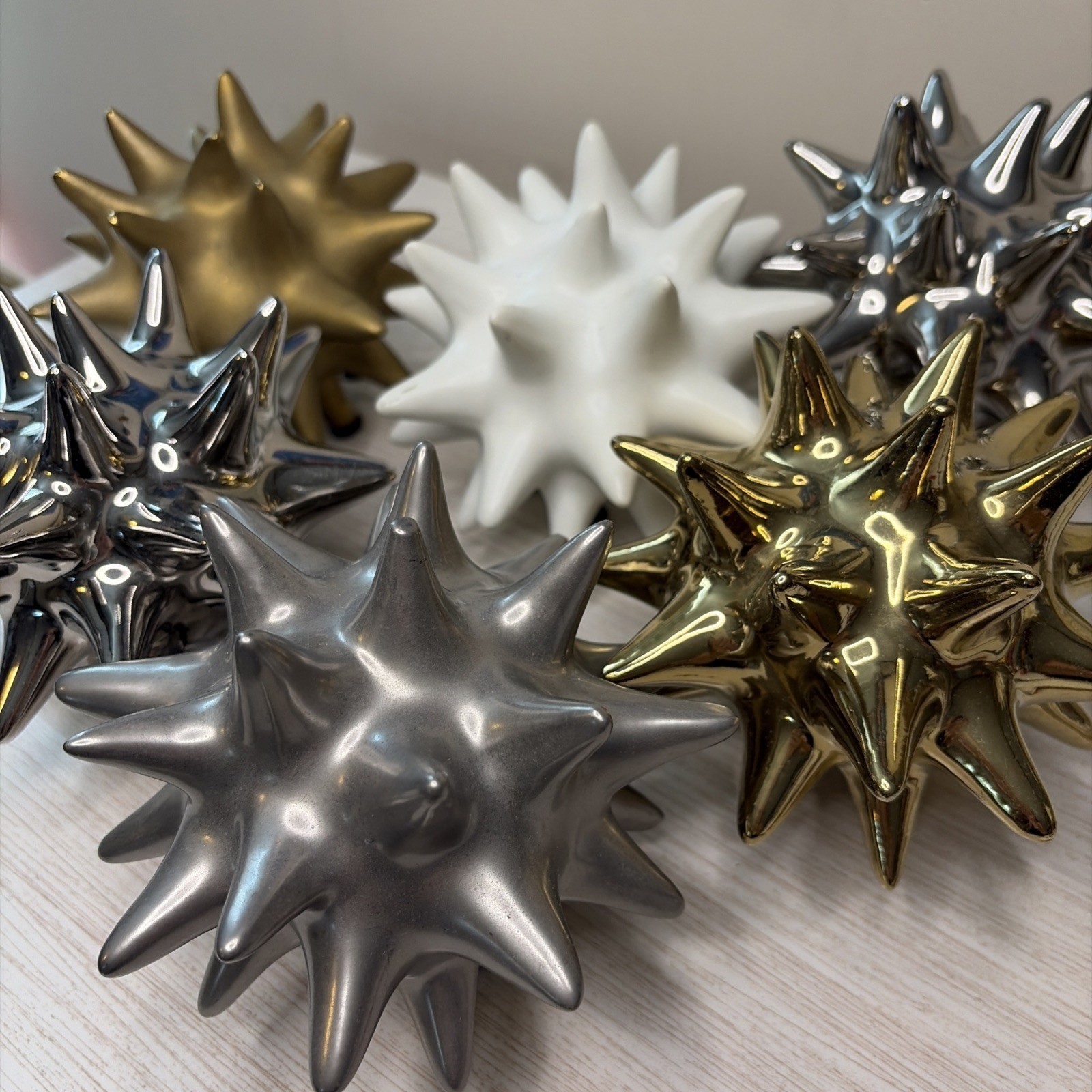 Global Views Spikey Sea Urchin Ceramic Sculptures X 6 Global Views Spikey Sea Urchin Ceramic Sculptures X 6