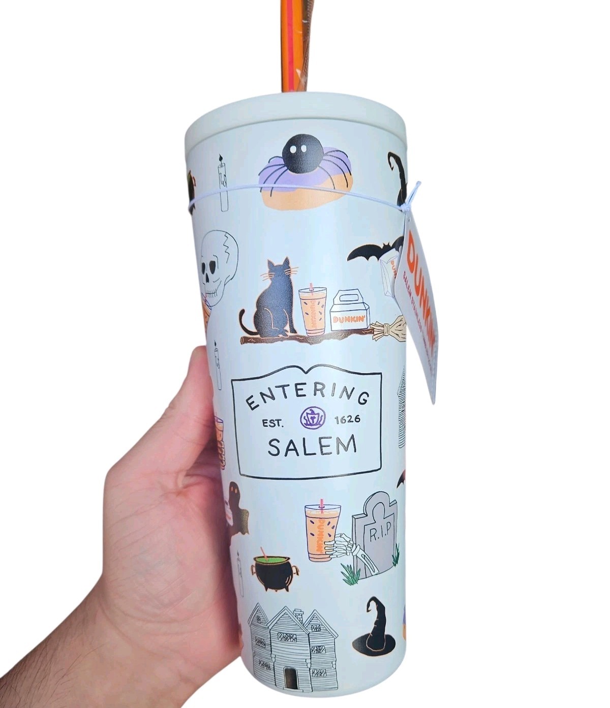 NEW 2026 Dunkin' Donuts Salem MA White Stainless Steel 22oz Tumbler Cup LE NWT NEW 2026 Dunkin' Donuts Salem MA White Stainless Steel 22oz Tumbler Cup LE NWT