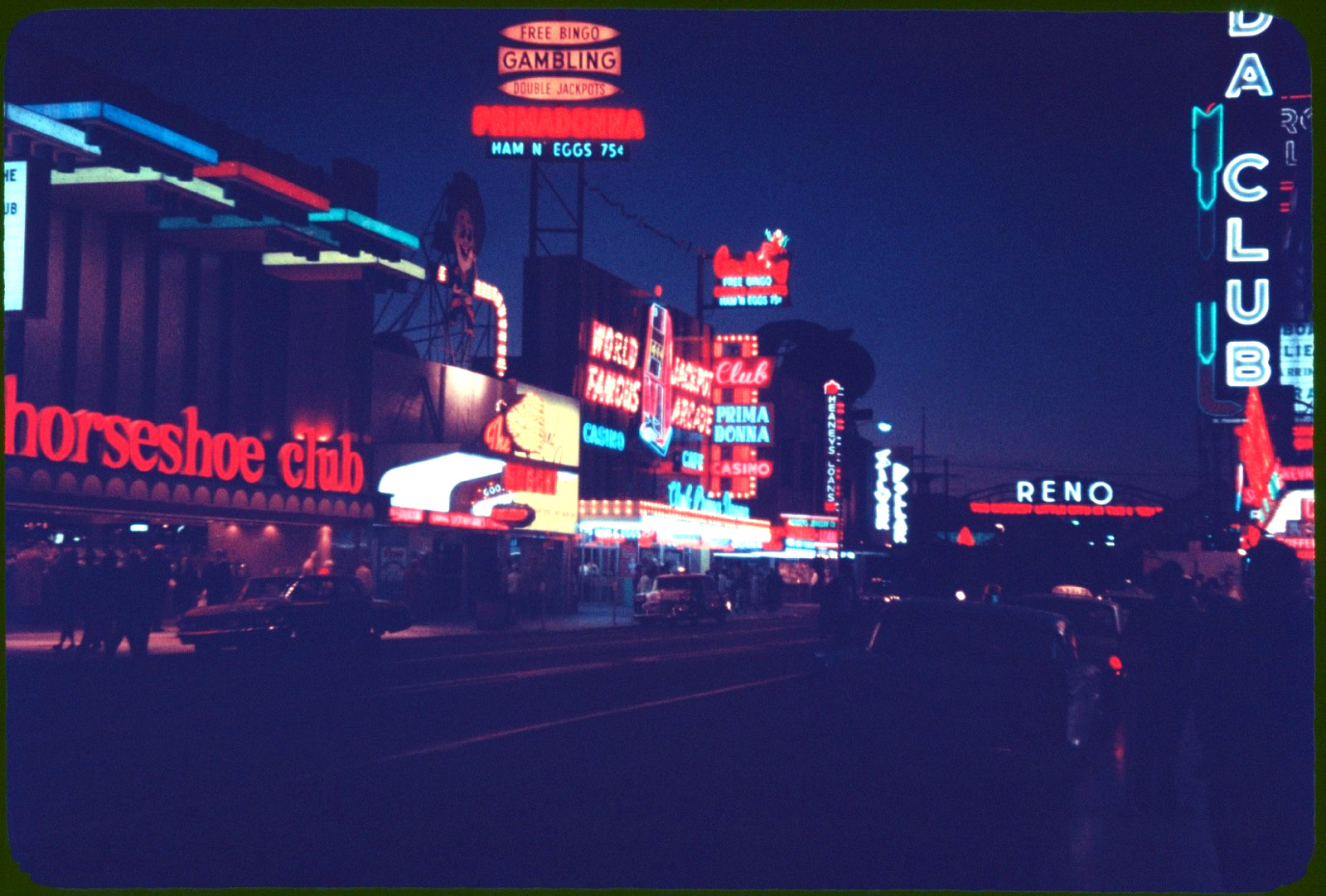 Vintage 1960s Reno Nevada Virginia St Casino Signs 35mm Kodachrome Photo Slide Vintage 1960s Reno Nevada Virginia St Casino Signs 35mm Kodachrome Photo Slide