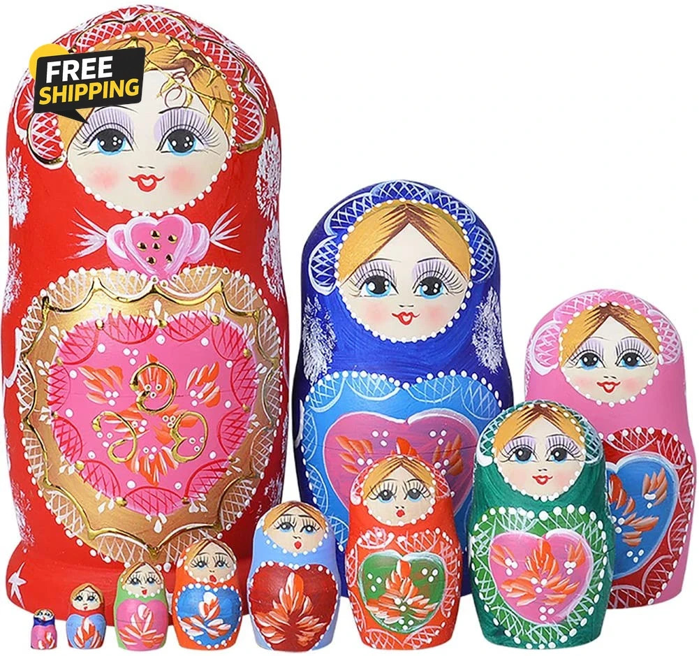 Russian Nesting Dolls for Kids Matryoshka Doll 10Pcs Handmade1051 Russian Nesting Dolls for Kids Matryoshka Doll 10Pcs Handmade1051