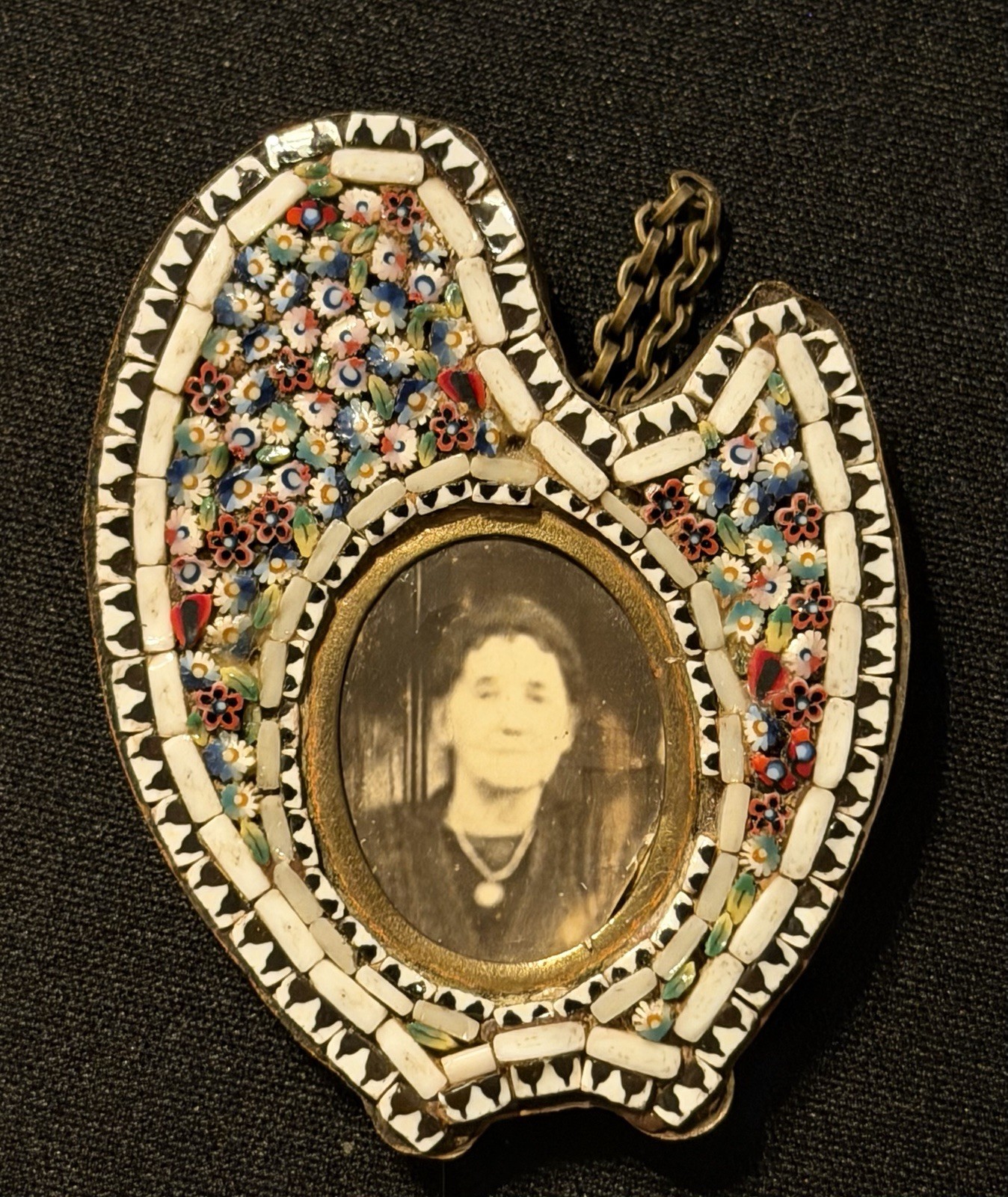 Antique Italian Micro Mosaic Miniature Picture Frame Rare Shape Floral Antique Italian Micro Mosaic Miniature Picture Frame Rare Shape Floral