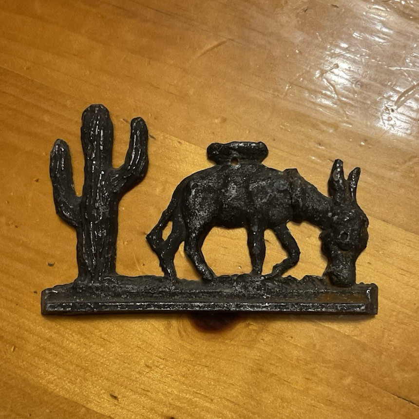Western Americana Metal Desert Burro/Donkey & Cactus Silhouette Wall Decor